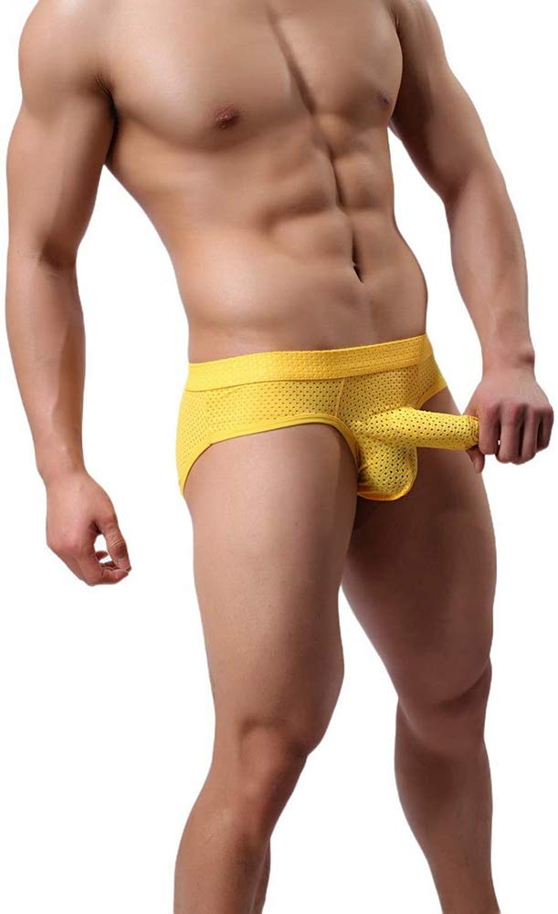 Naturemore Men's Sexy Elephant Print Nylon Underwear Briefs with Pouch Support - Comfortable & Breathable for Daily Wear, Gym, and Lounge