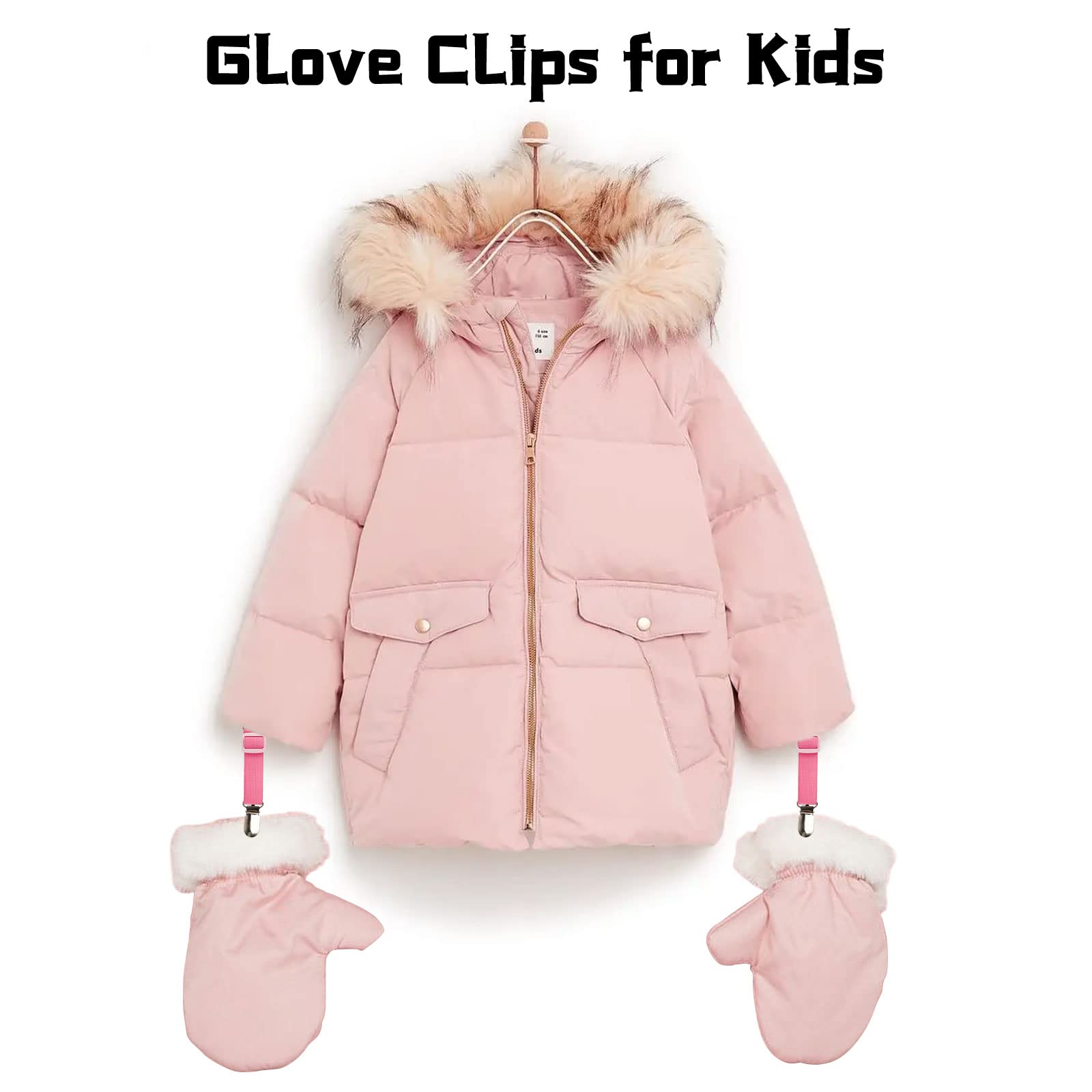 6 PCS Adjustable Mitten Clips for Kids & Adults - Winter Anti-Lost Glove Clips with Polyester Elastic Straps (Pink, Blue, Purple) - Perfect for Skiing, Snowboarding & Outdoor Winter Activities