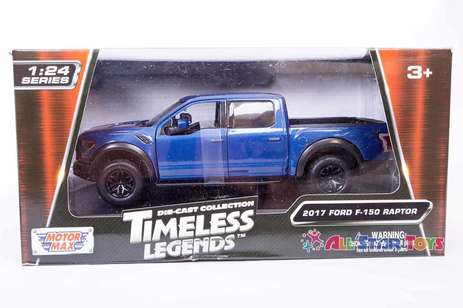 1:24 Scale 2017 Ford F-150 Raptor Blue Diecast Model Car - Motormax 79344 - Collectible Toy for Adults & Kids, Perfect for Display, Gifts & Car Enthusiasts