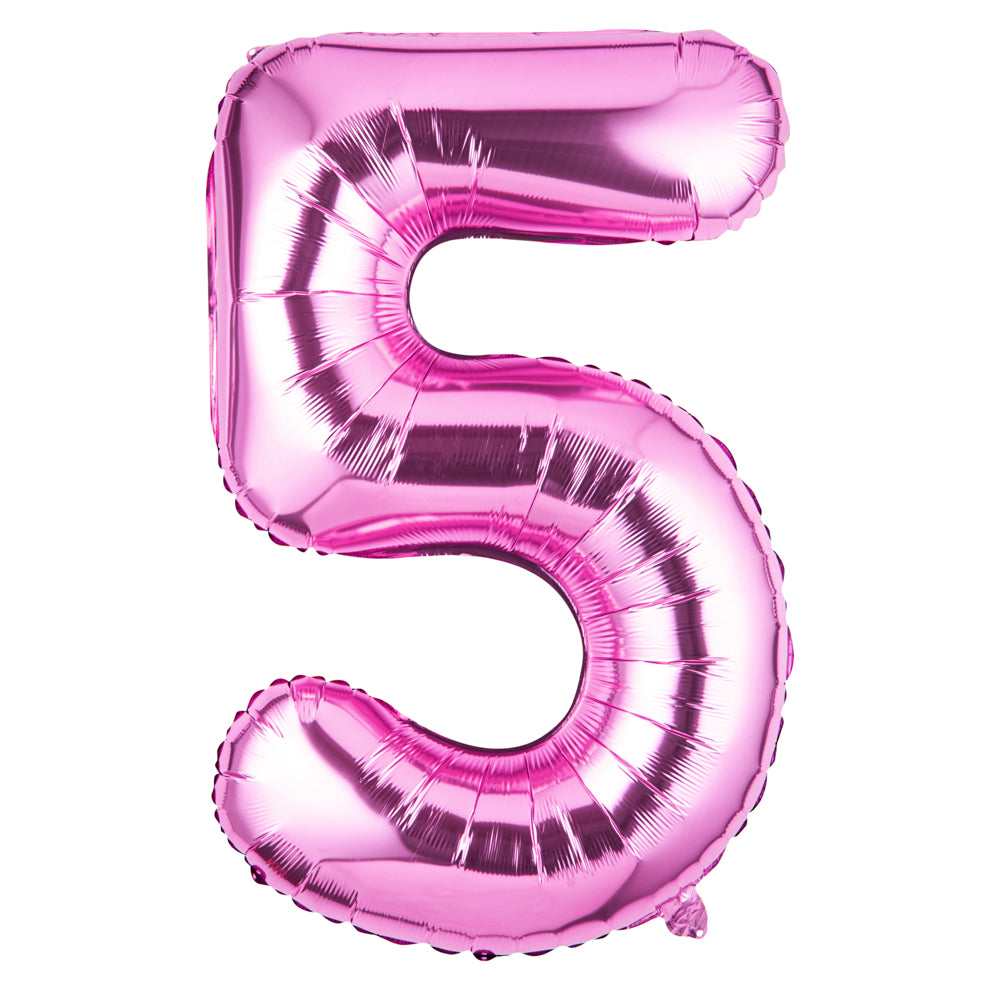 Balloonify Pink Mylar Number 5 Balloon - 40 Inch Large Foil Birthday Party Decoration - 1 Count Box - Perfect for Birthday Parties, Baby Showers & Anniversary Celebrations