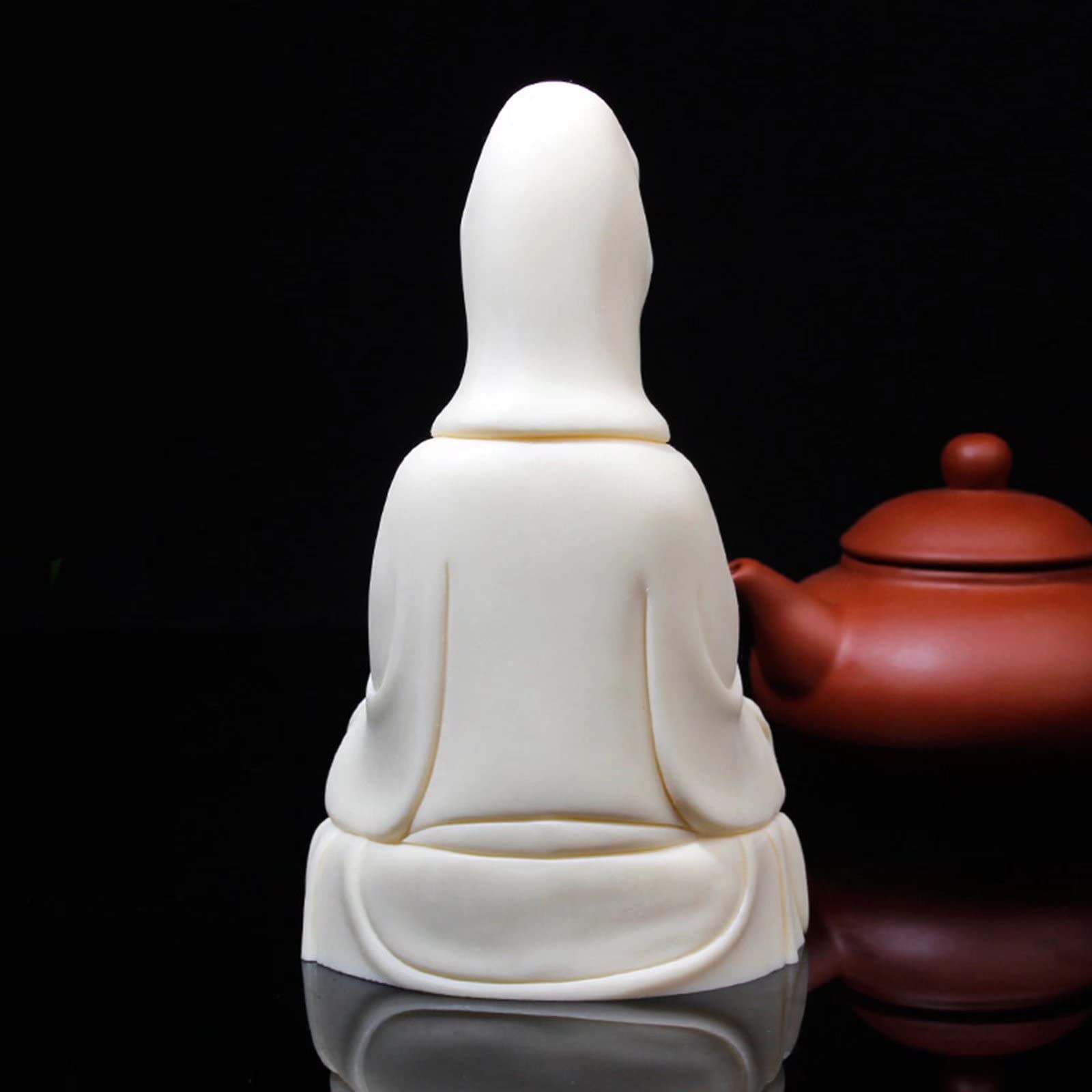 White Kuanyin Buddha Statue - Elegant Home & Office Decor, Goddess of Mercy Statue for Meditation, Feng Shui & Spiritual Healing