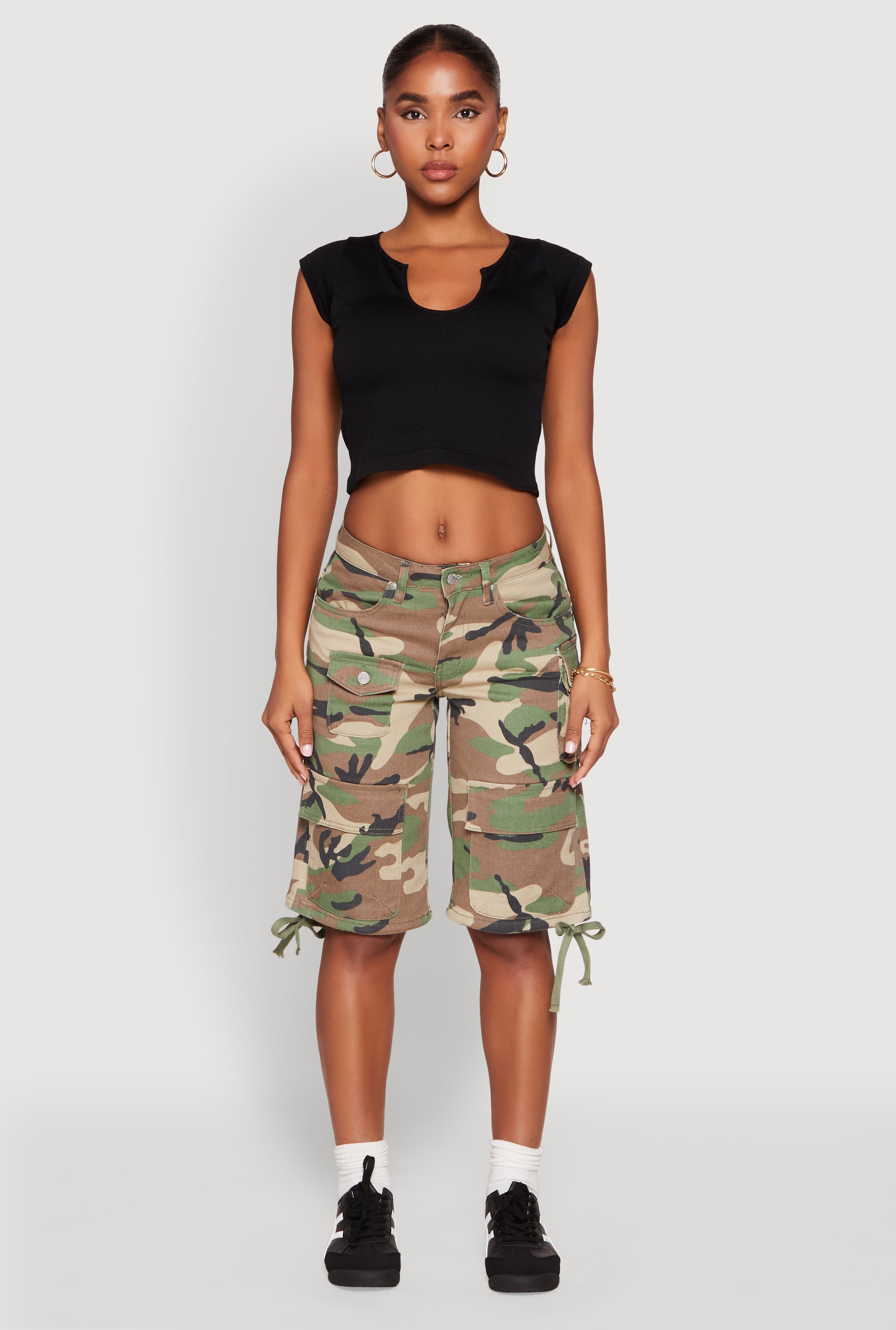 Almost Famous Denim Camo Cargo Shorts for Men - Stylish Military-Inspired Casual Shorts with Multiple Pockets - Perfect for Outdoor Adventures, Streetwear & Summer Fashion