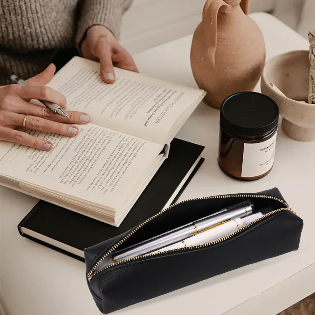 Oyachic PU Leather Pencil Case - Stylish Cosmetic Makeup Bag & Work Organizer for Pens, Pencils, Markers | Perfect for Office, School & Travel Accessories Storage