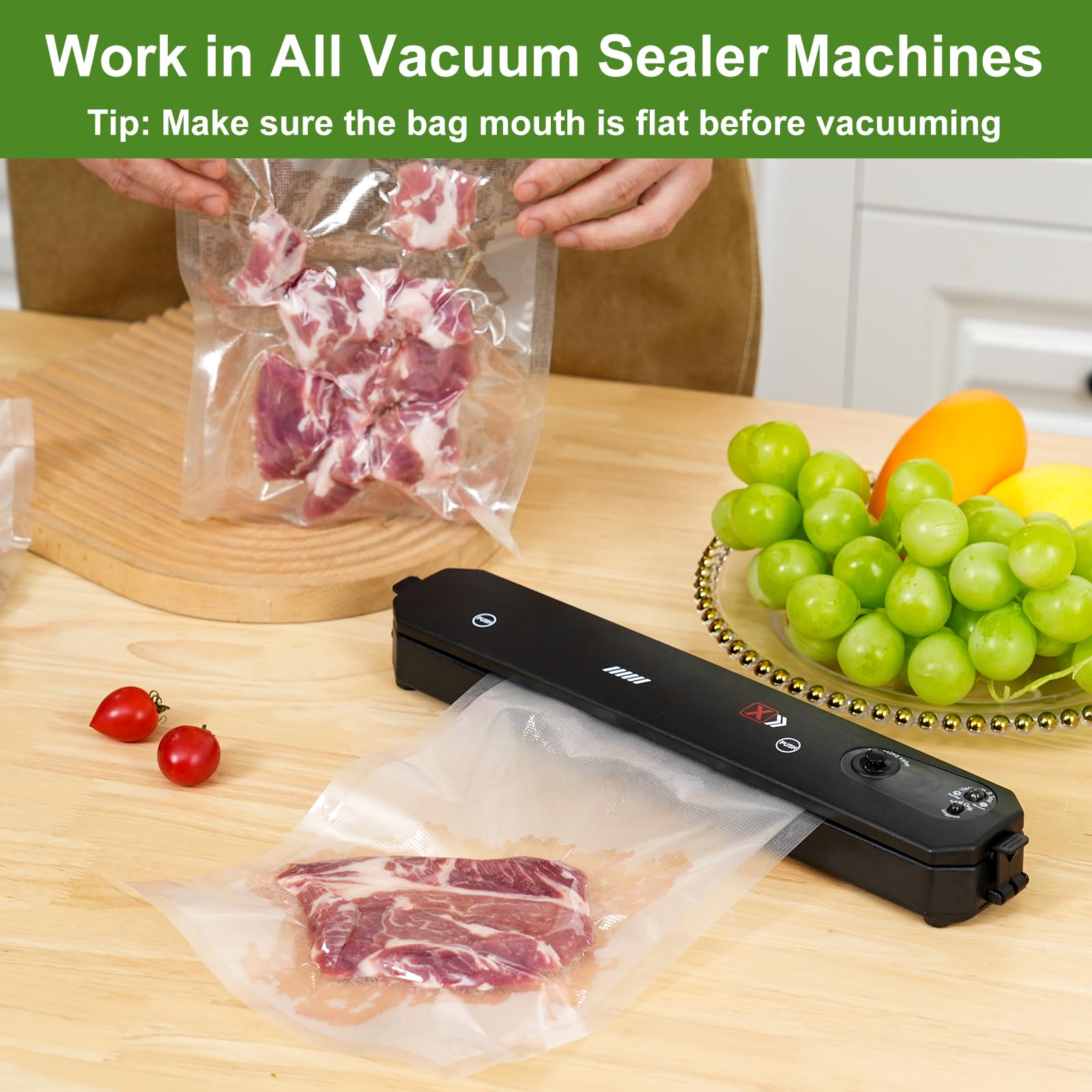 Moretoes 300pcs Vacuum Sealer Bags - 150pcs Quart (8