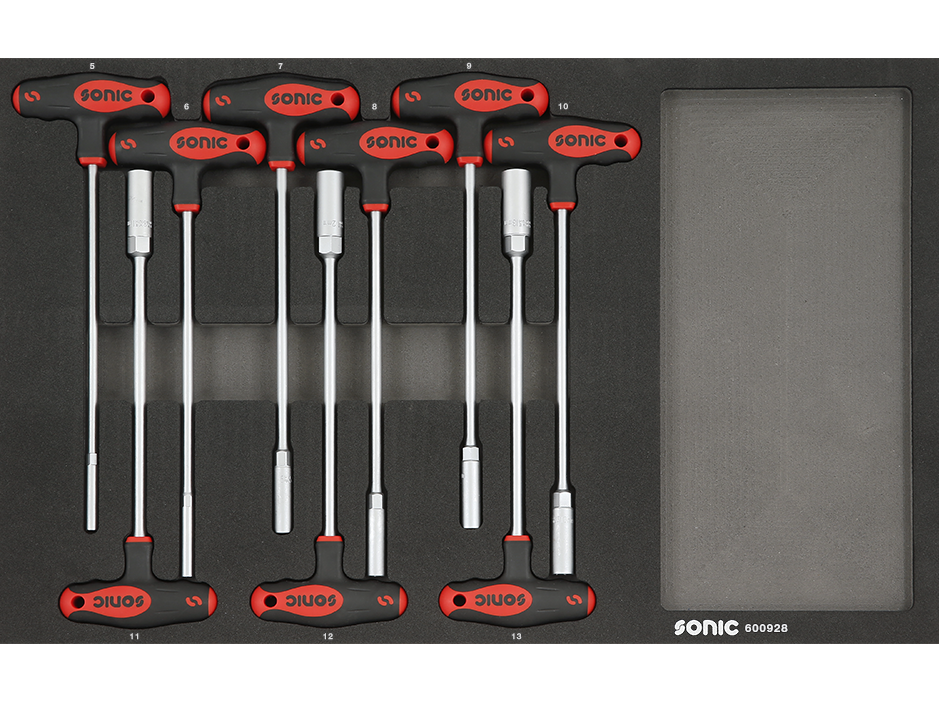 9-Piece Sonic Foam System Hex Nut Driver T-Handle Set - 26mm (Medium) - Perfect for Automotive, DIY, and Home Repair Projects