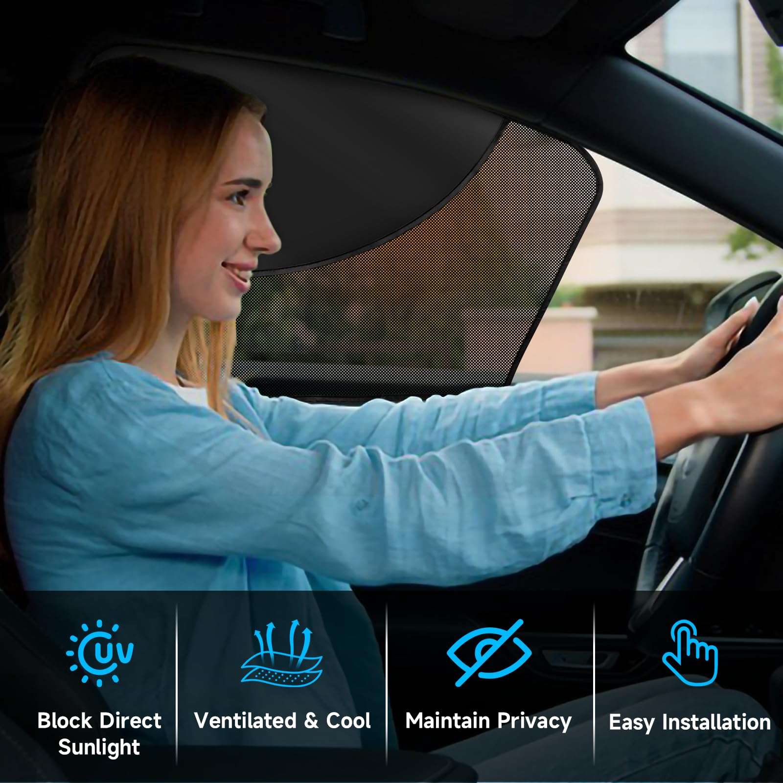 2 Pack Magnetic Car Window Shades - Double Layer UV & Heat Blocking Sun Shades for Front & Side Windows | Reduce Glare & Protect Interior | Perfect for Driving, Parking & Travel Accessories