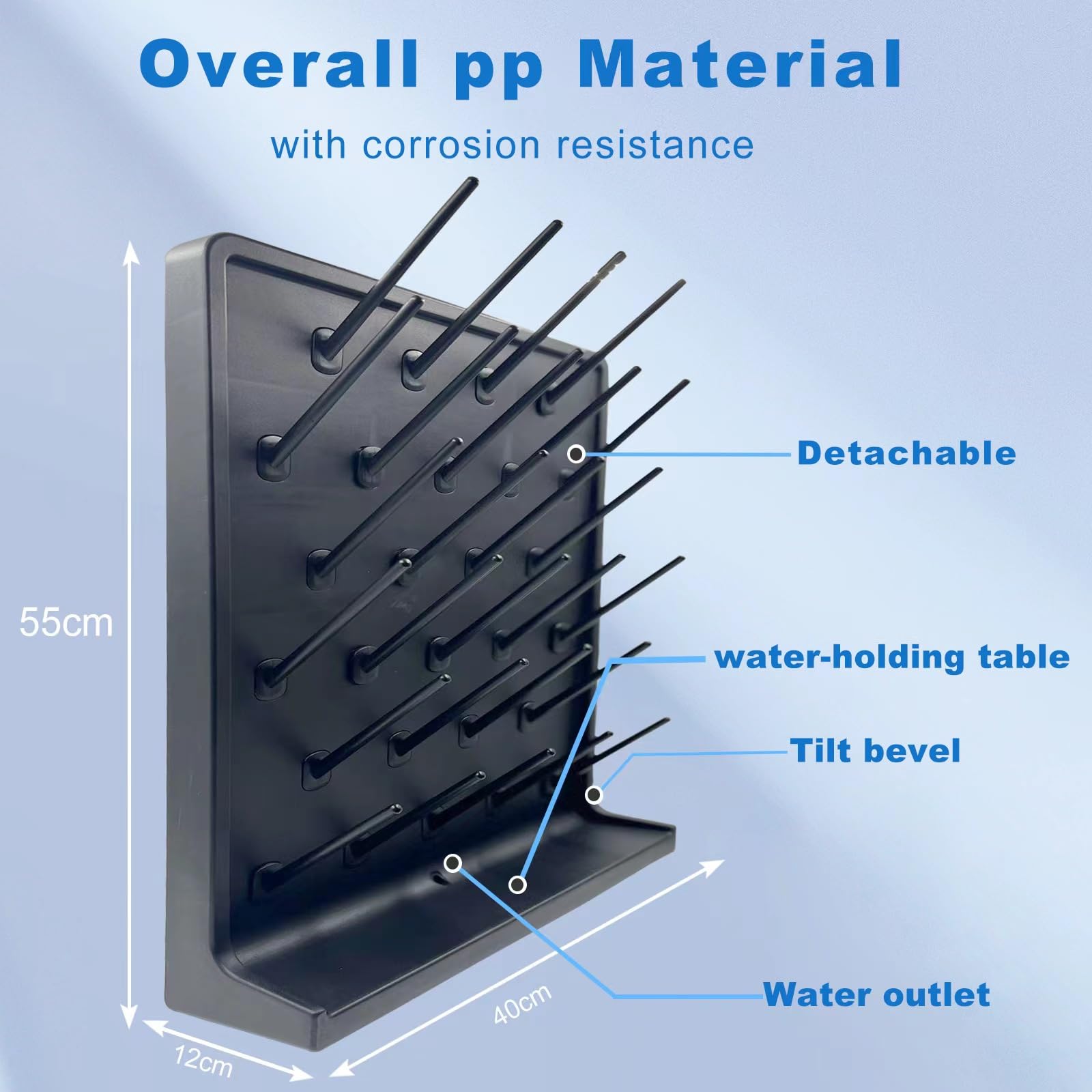 27-Peg Lab Drying Rack - Wall Mount Black Laboratory Glassware Drying Stand for School & Research Labs | Space-Saving Hidden Installation for Test Tubes, Beakers & Science Utensils | Perfect for Chemistry Classrooms & Home Science Experiments