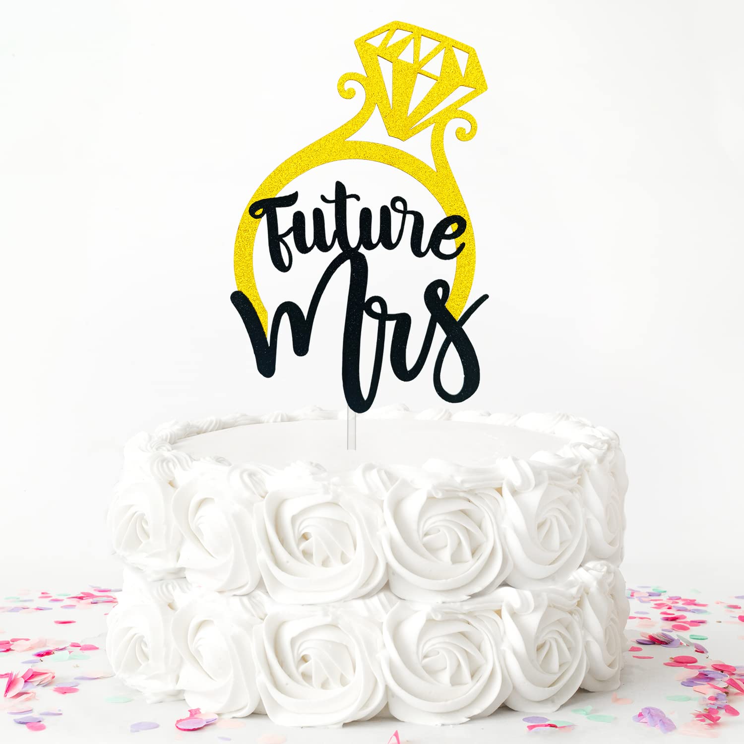 Future Mrs. Cake Topper - Elegant Bridal Shower & Engagement Party Decorations - Perfect for Bachelorette Parties & Wedding Showers - Bride-to-Be Cake Decorations for Romantic Celebrations