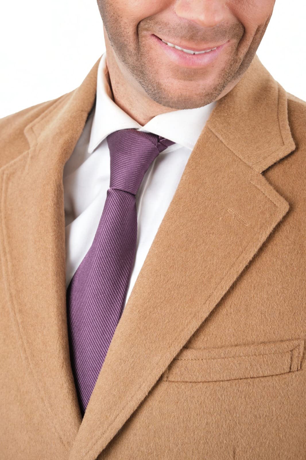 Premium Men's Wool Cashmere Blend Single-Breasted Overcoat - Camel Tan 3/4 Length Winter Top Coat for Business & Formal Occasions | Office Wear, Weddings & Cold Weather Fashion