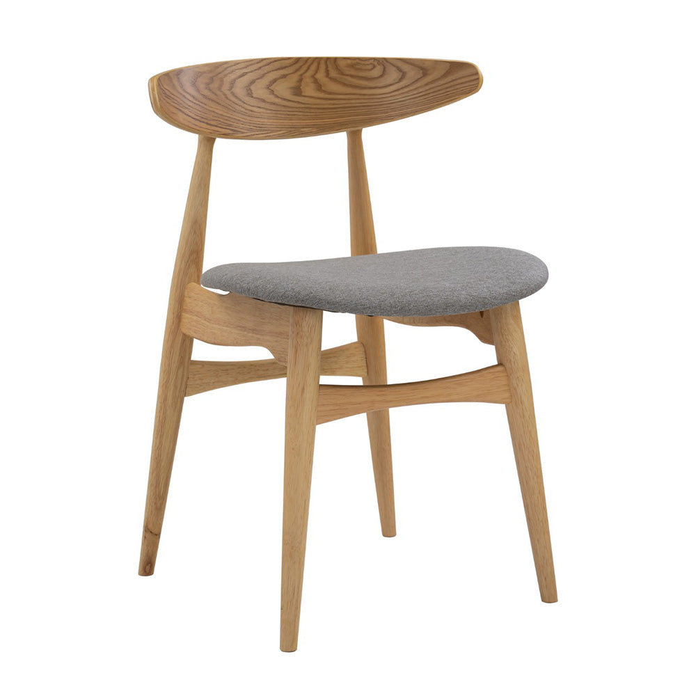 Tricia Dining Chair - Solid Oak Wood Frame with Grey Upholstery - Perfect for Kitchen, Dining Room & Home Office