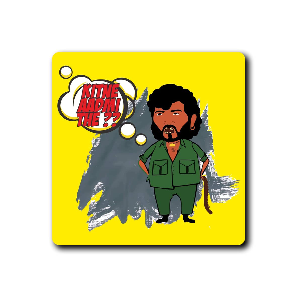 Bollywood Themed Funny Character Coasters Set of 4 - 3.5x3.5 Inch Square MDF Drink Coasters for Dining Table, Home Decor, Office Desk | Unique Gift Idea for Housewarming, Birthday & Indian Culture Lovers
