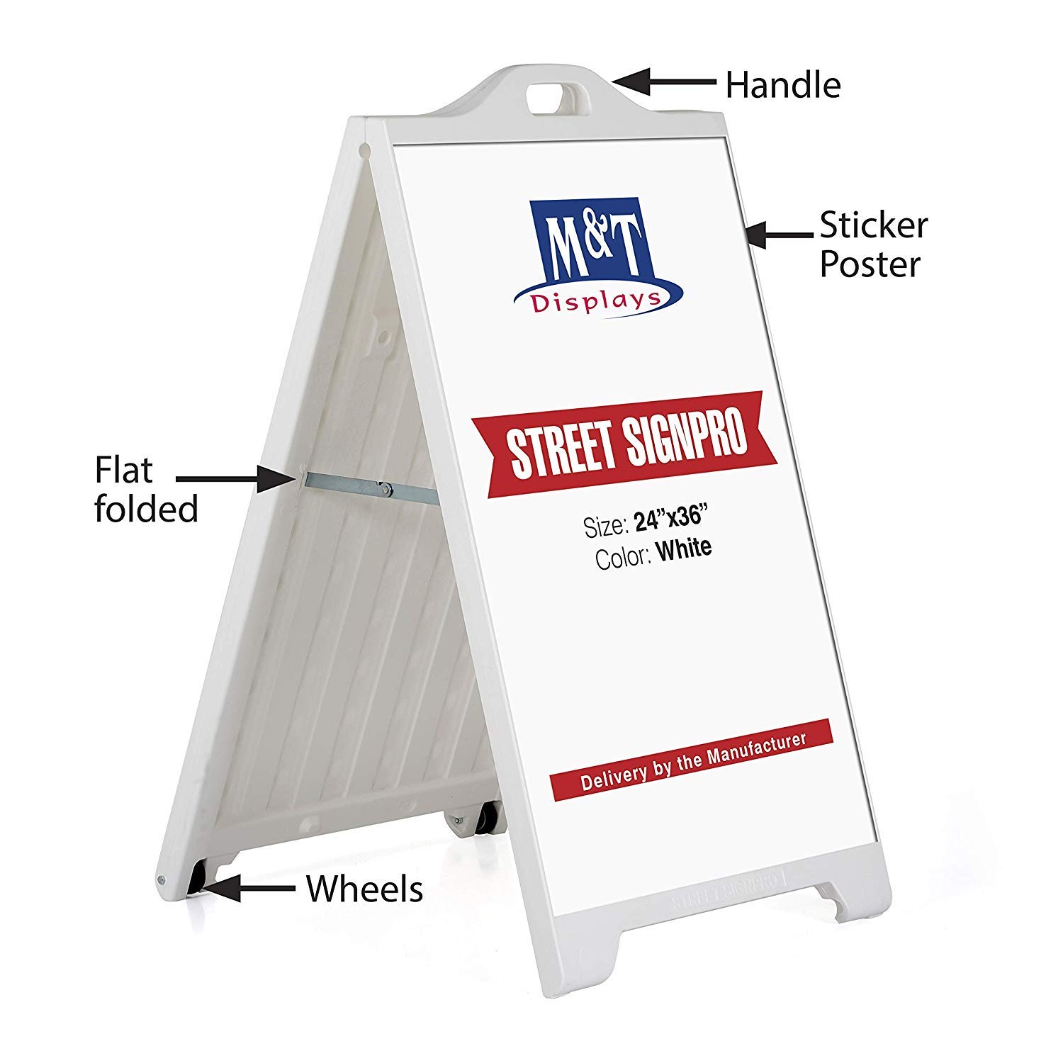 24x36 Inch Weatherproof A-Frame Sidewalk Sign | Double-Sided Portable Folding Advertising Board | Includes 12 Well Nuts | Perfect for Storefronts, Restaurants & Outdoor Events