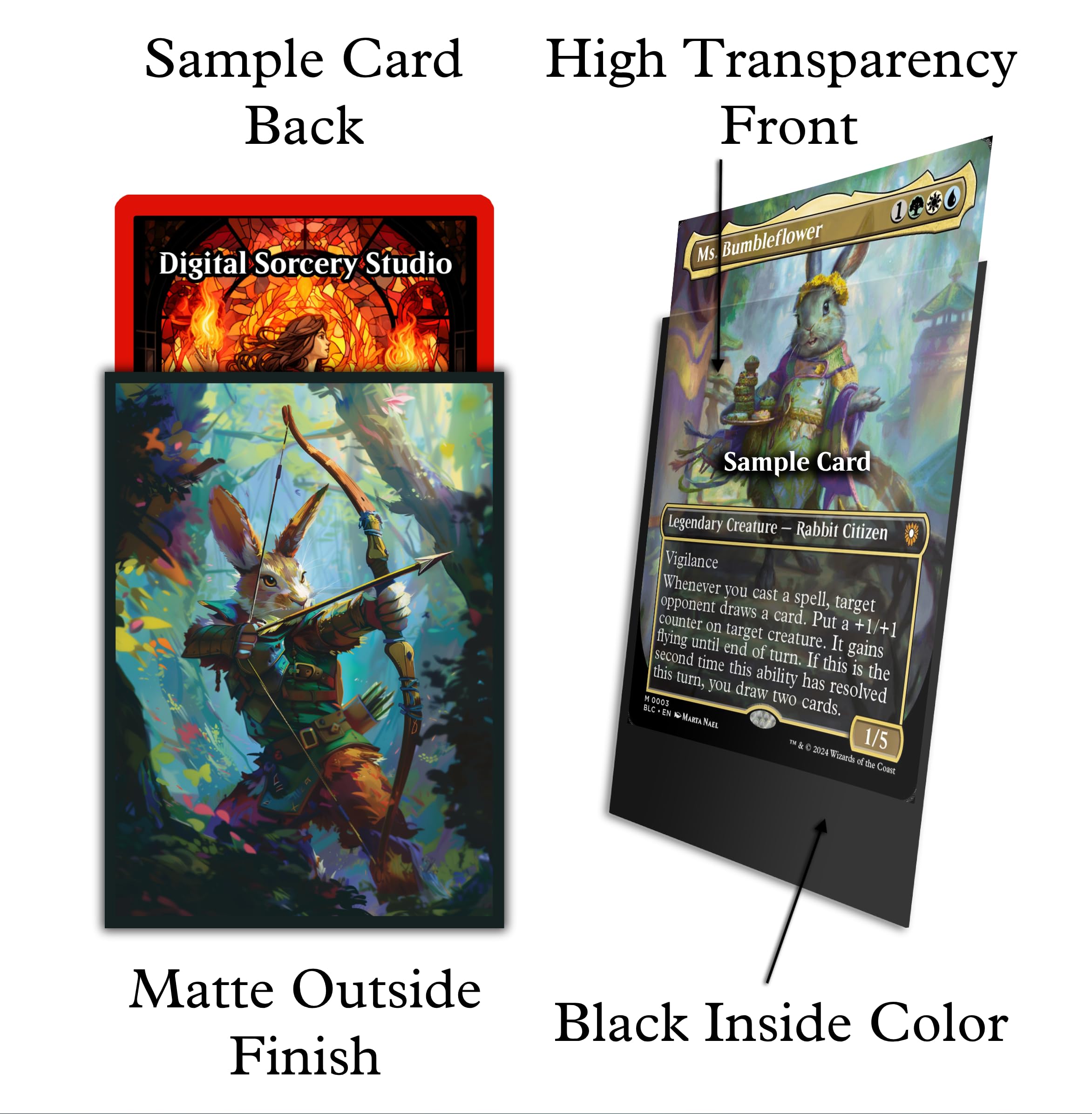 Premium MTG Bloomburrow Rabbit Archer 100-Count Card Sleeves | Compatible with Magic: The Gathering & Other TCGs | Protect Your Collectible Cards | Perfect for MTG Bloomburrow Decks, Tournaments & Game Nights