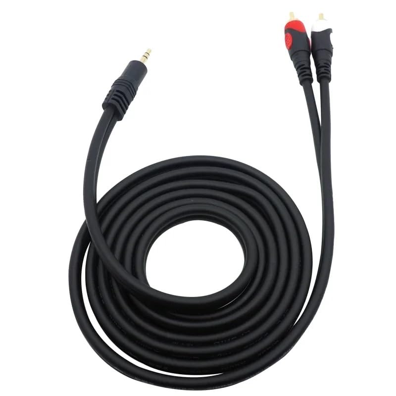 HITORE 3.5mm to RCA Audio Cable - Gold Plated Aux to RCA Adapter Cord (1.5m, Black) for Smartphone, Tablet, Speaker, MP3, TV, iPad, PC, Amplifier, Headphones - Perfect for Home Theater, Car Audio & DJ Equipment Connection