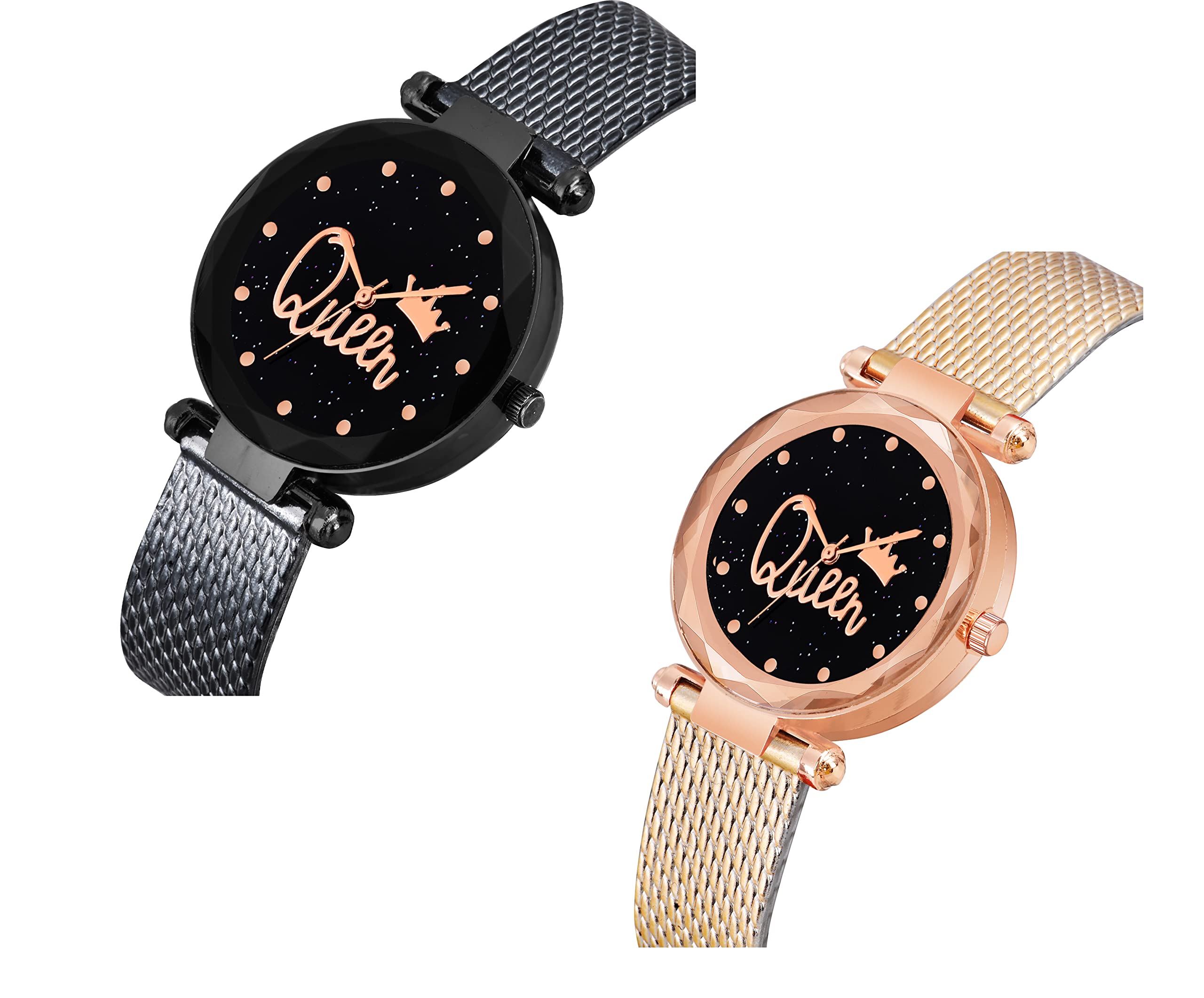 KIARVI Analog Watches for Women - 2 Pack PU Strap Combo - Casual & Office Wear