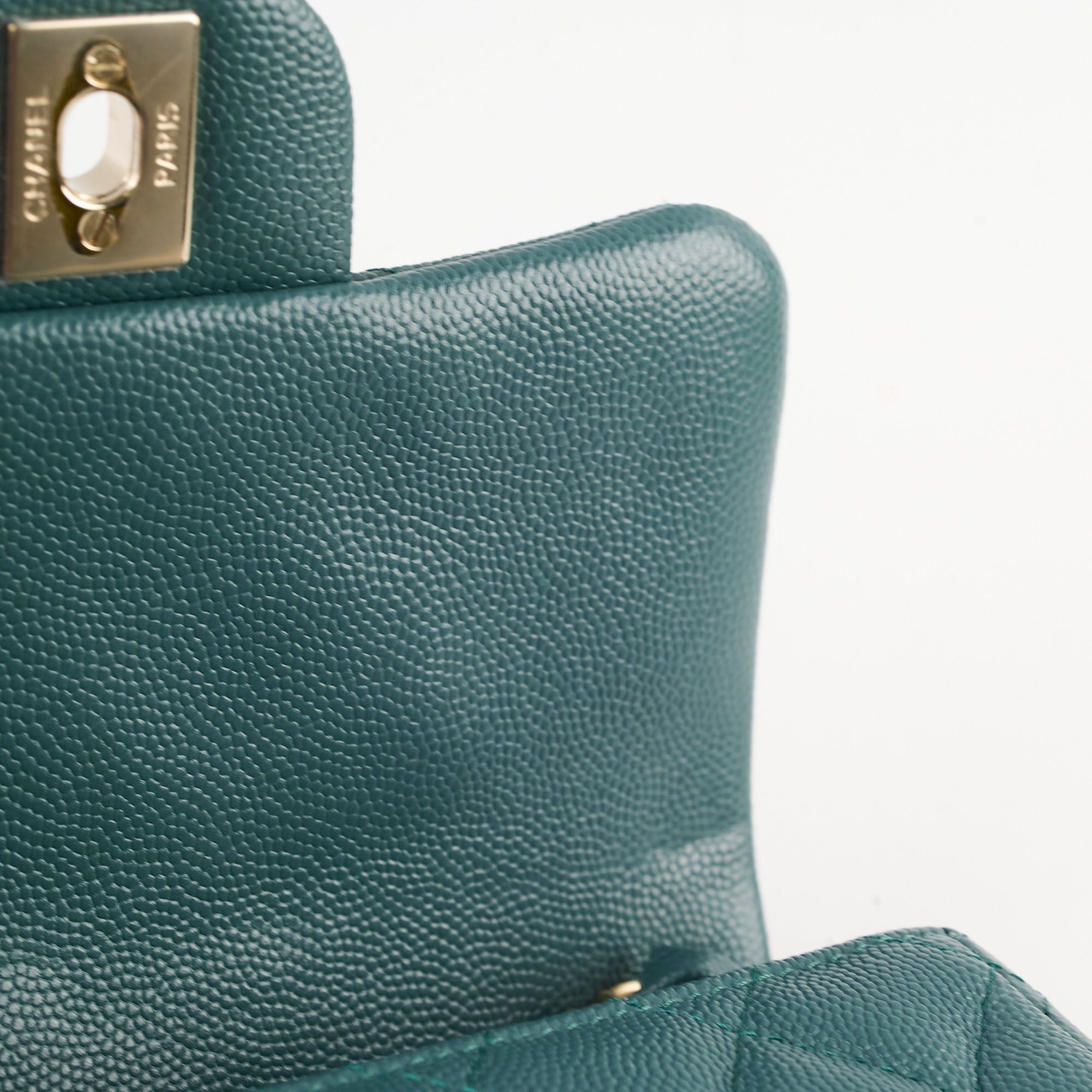Chanel Caviar Mini Square Flap Bag Turquoise Leather Crossbody Purse for Women - Perfect for Parties, Dating & Special Occasions
