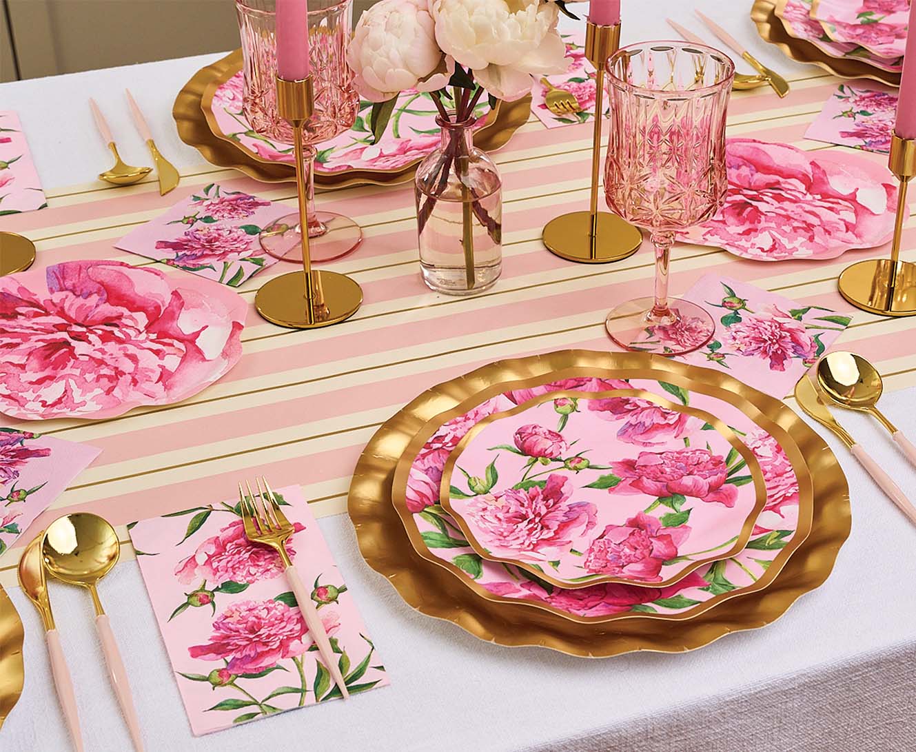 Pink Peony Salad Plates Set of 8 - Elegant Floral Dinnerware for Parties, Weddings & Home Decor