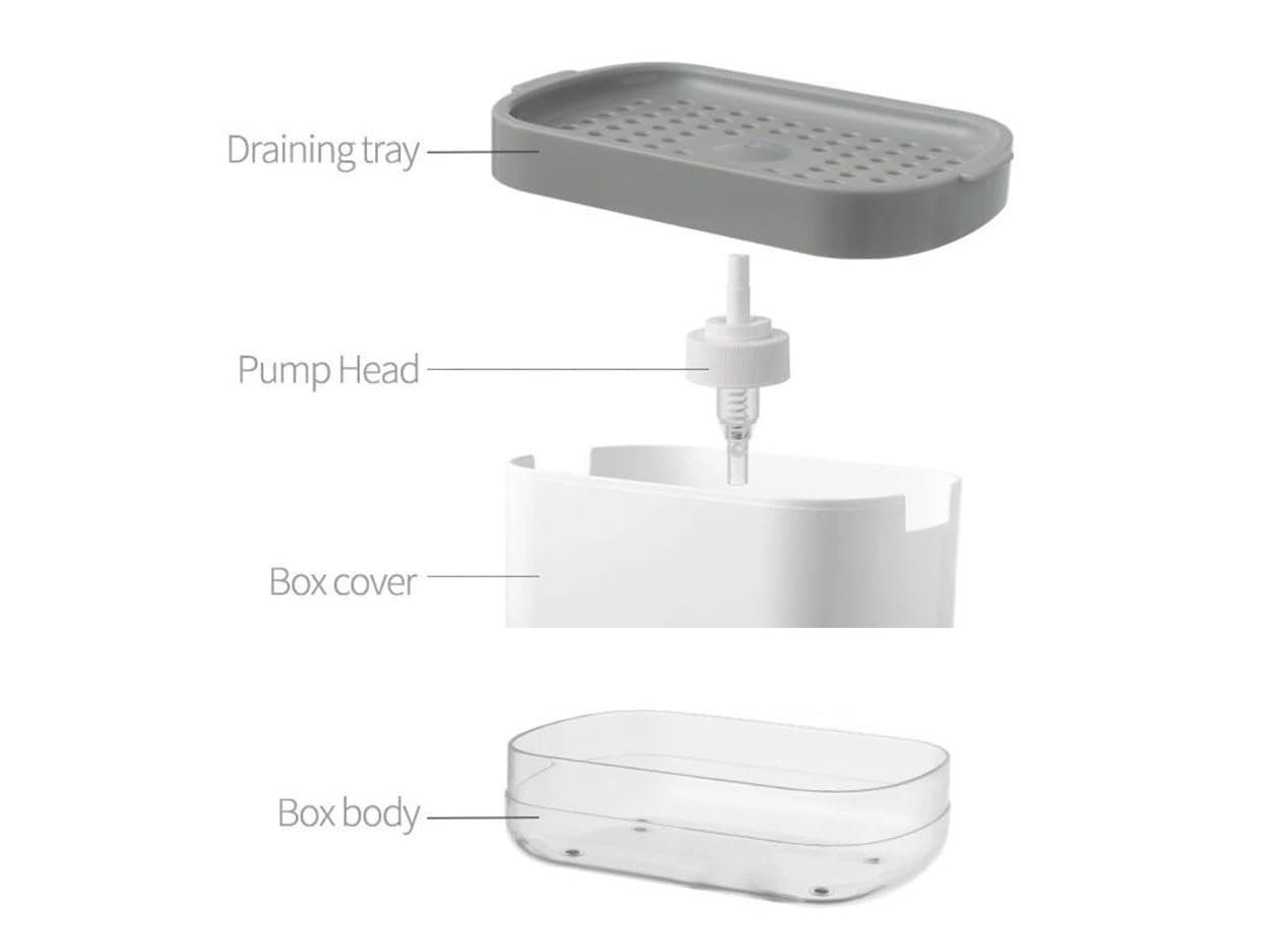 Oslen 2-in-1 Kitchen Soap Dispenser with Sponge Holder - 400ml Hollow Design, Durable & Smooth Body Dishwashing Soap Dispenser Set - Perfect for Kitchen Sink Organization and Dish Washing Accessories (Multi-Color)