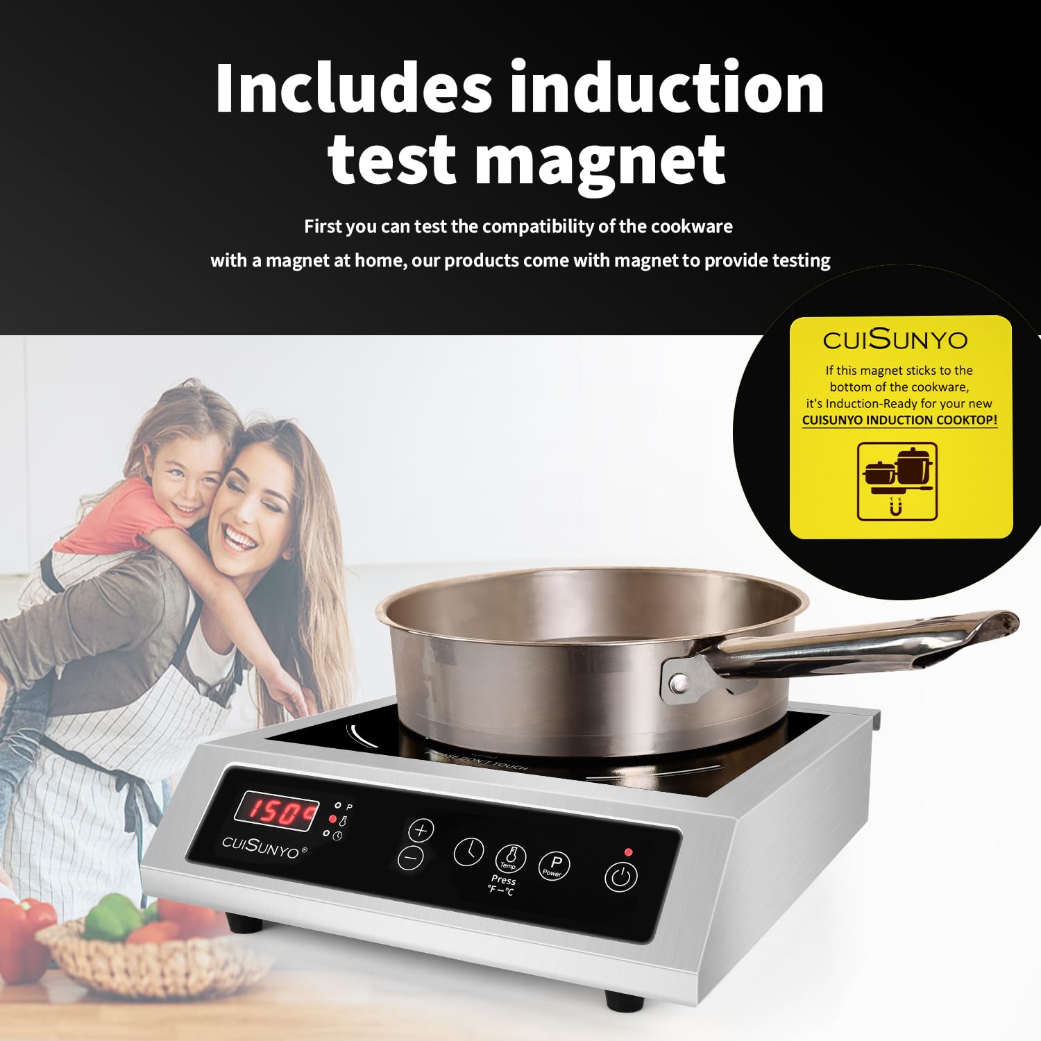 Commercial Induction Cooktop 500-3500W 240V - Portable Countertop Burner with 10 Power Levels, 12 Timer Settings & LCD Screen - Stainless Steel Electric Stove for Home, Restaurant & Outdoor Cooking