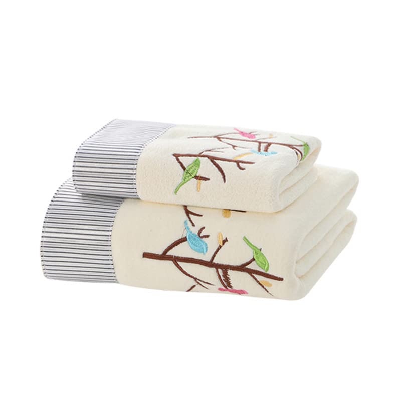 LSZA 4-Piece Luxury Bath Towel Set - Soft, Absorbent & Quick-Drying Cotton Towels with Lace Trim (35x75cm & 27x140cm) - Perfect for Spa, Guest Bathrooms & Wedding Gifts