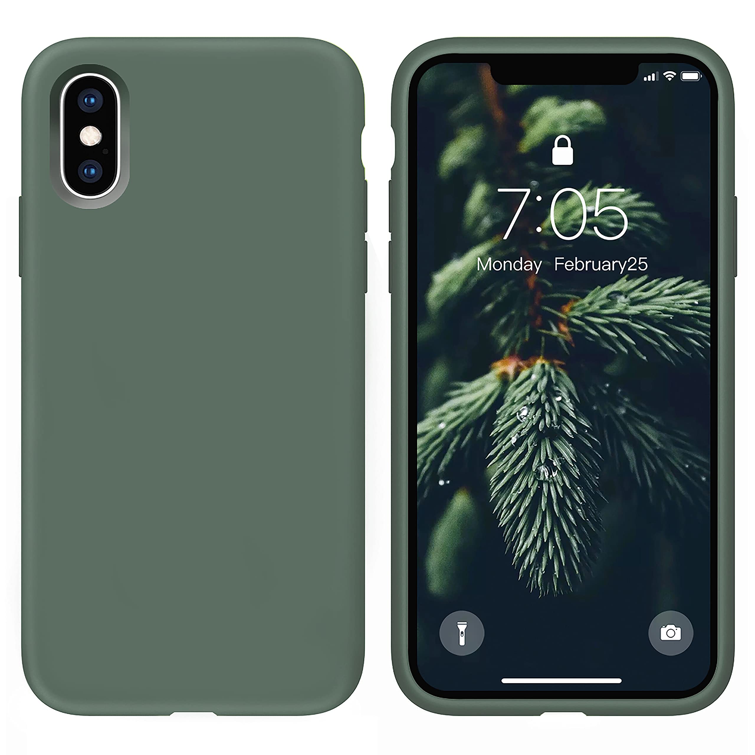 Liquid Silicone Gel Rubber Phone Case for iPhone X/Xs - 5.8 Inch Full Body Slim Soft Protective Cover with Microfiber Lining (Forest Green) | Shockproof & Scratch Resistant for Daily Use, Travel & Outdoor Activities