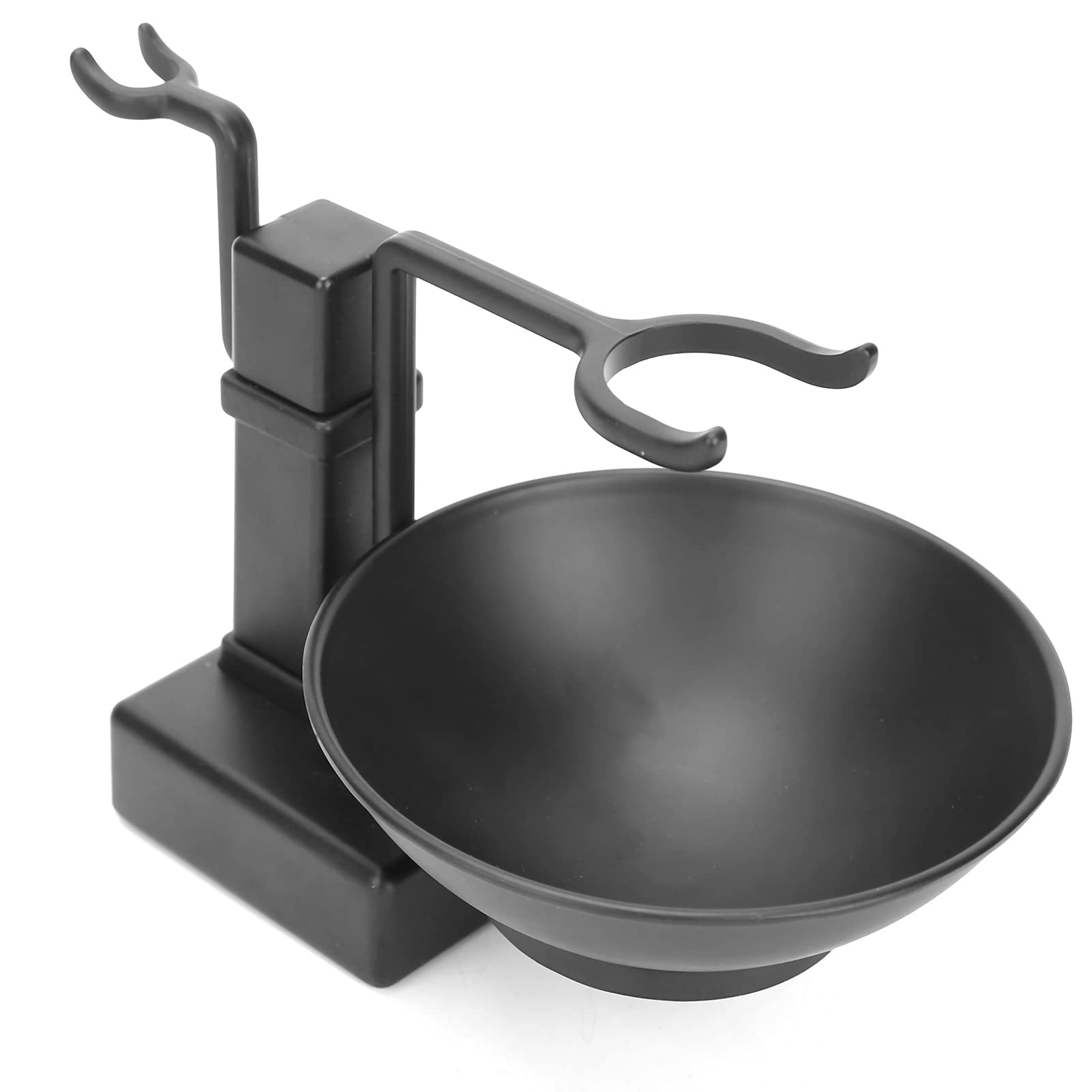 Professional Stainless Steel Shaving Stand with Brush Holder & Soap Bowl - Black Men's Grooming Kit for Wet Shaving at Home or Travel