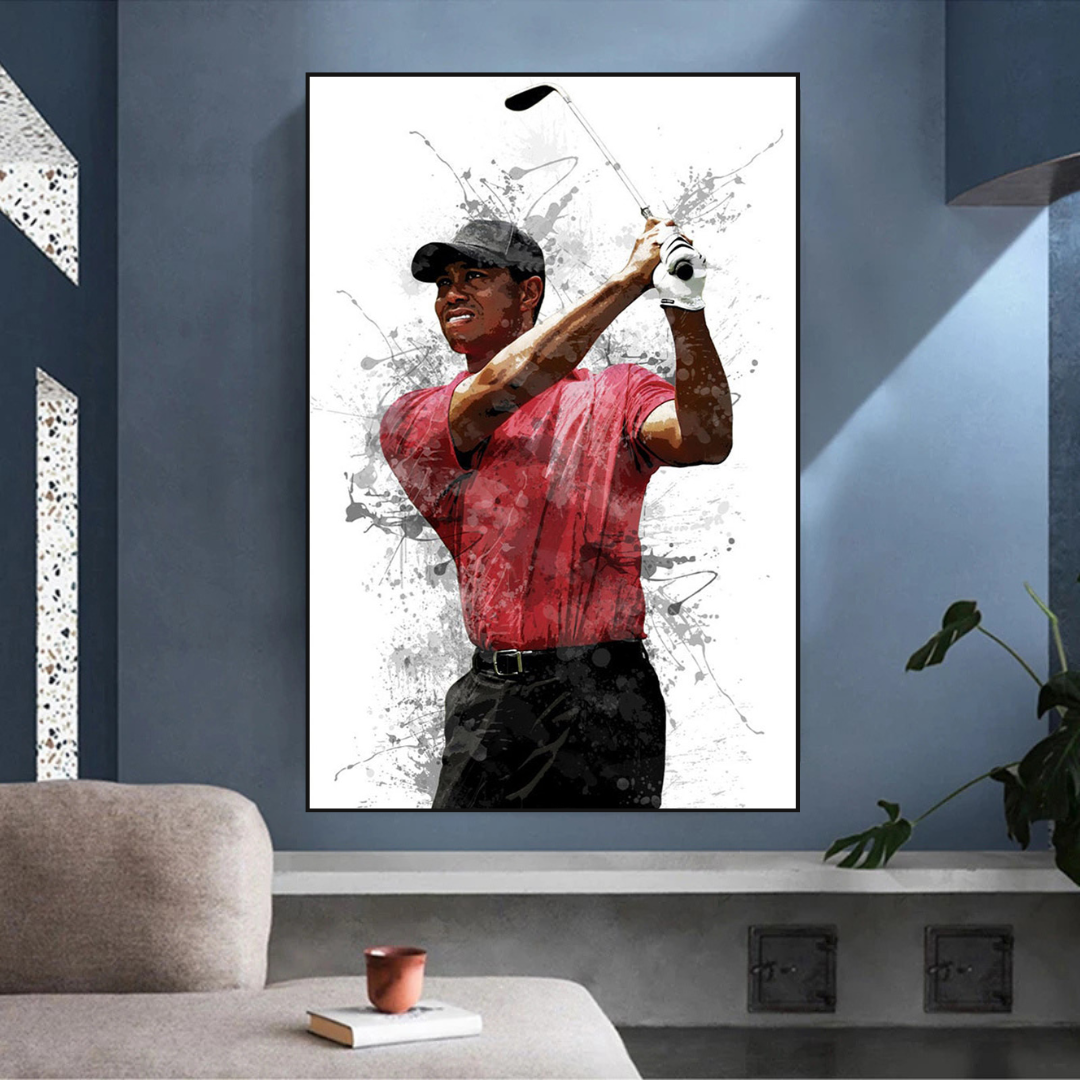 Tiger Woods Canvas Wall Art - Premium Sports Memorabilia for Golf Lovers | Perfect for Home, Office & Man Cave Decor