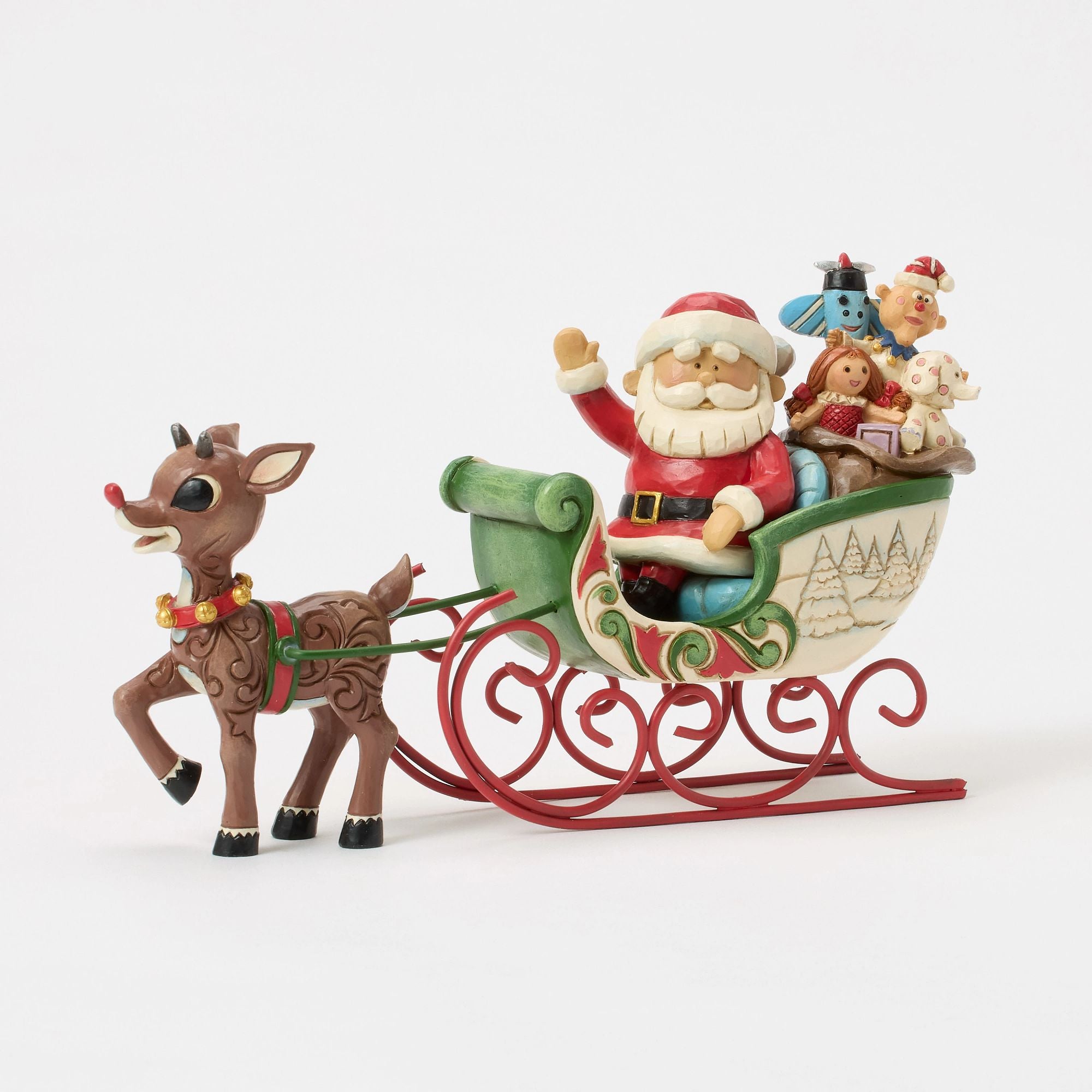 Rudolph Pulling Santa in Sled - Christmas Decorations for Home, Holiday Party & Outdoor Yard Decor - Perfect for Xmas Tree Ornaments, Fireplace Mantel & Winter Wonderland Displays