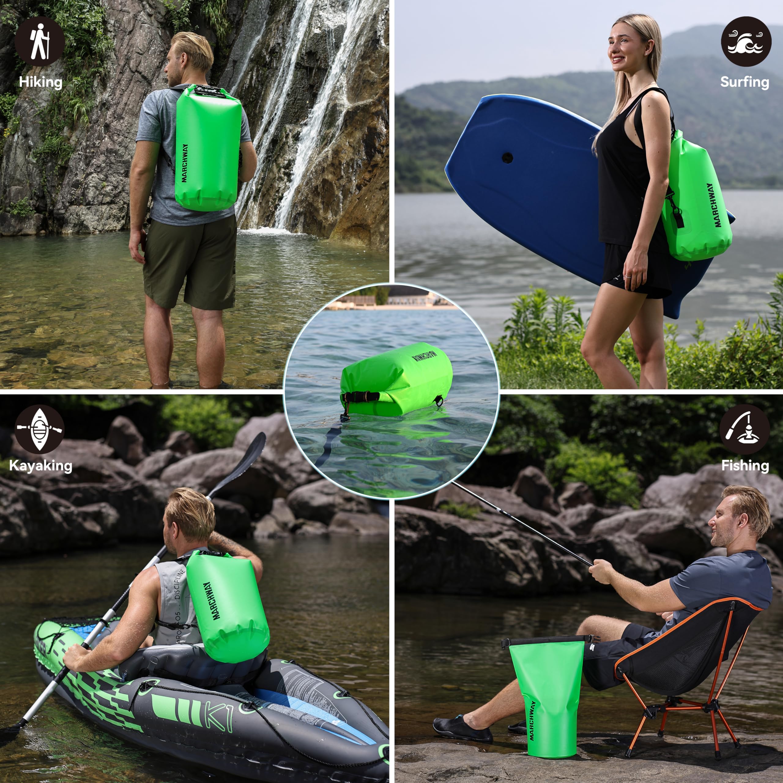 Waterproof Dry Bag Backpack 5L 10L 20L 30L 40L - Floating Roll Top Sack for Kayaking, Rafting, Boating, Swimming | Camping, Hiking, Beach, Fishing Gear Protection | Keep Belongings Dry in Water Sports & Outdoor Adventures
