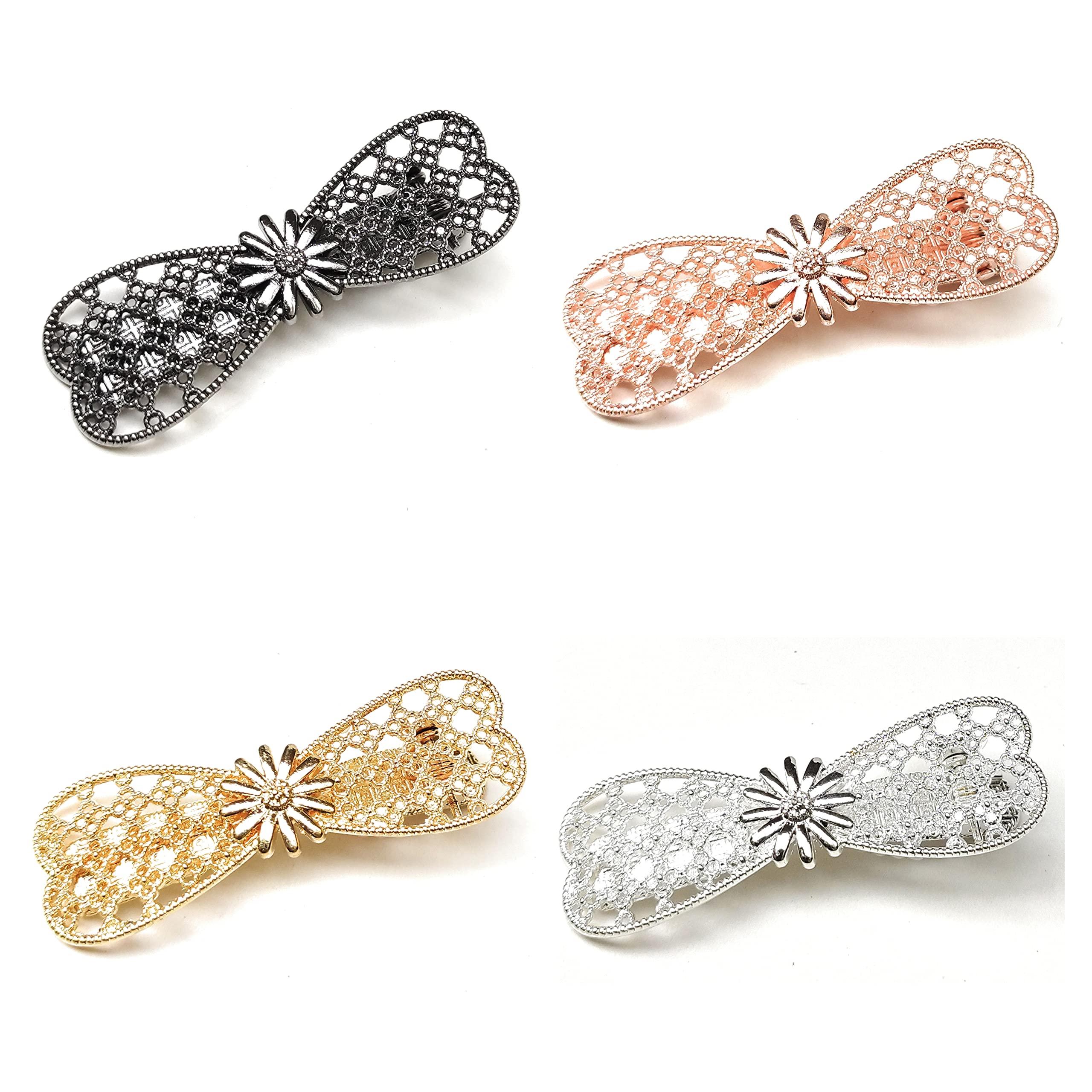 MOOLYAVAAN Handmade Pearl Hair Pins Set of 4 - Elegant Hair Clips, Barrettes & Hair Ties for Women & Girls - Fashion Hair Accessories for Parties, Weddings & Special Occasions (Multicolor)