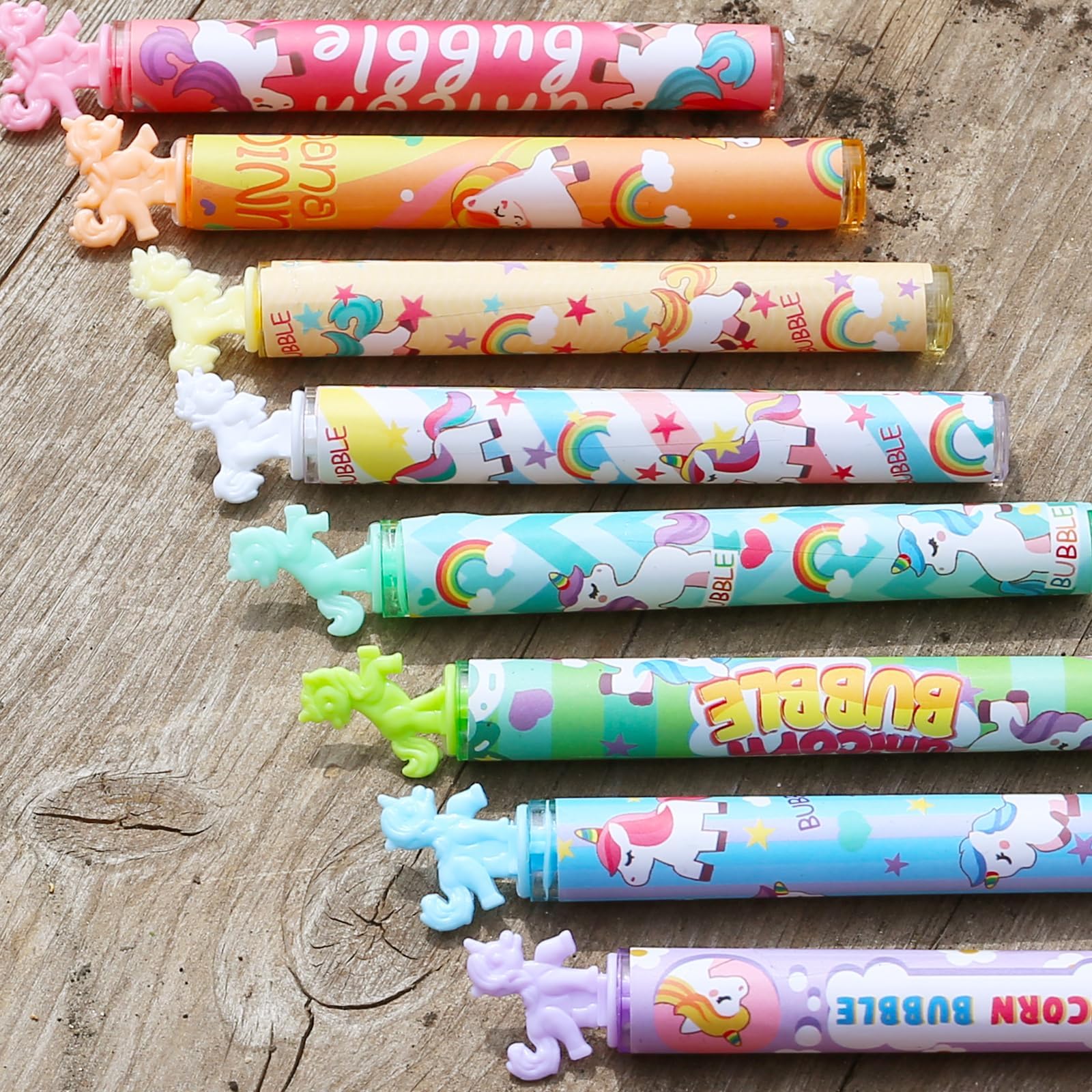 32 Pack Mini Unicorn Bubble Wands with Stickers - Pastel Party Favors for Kids, Birthday Decorations, Carnival Prizes, Goody Bag Fillers - Perfect for Girls' Birthday Parties, Baby Showers & Outdoor Play