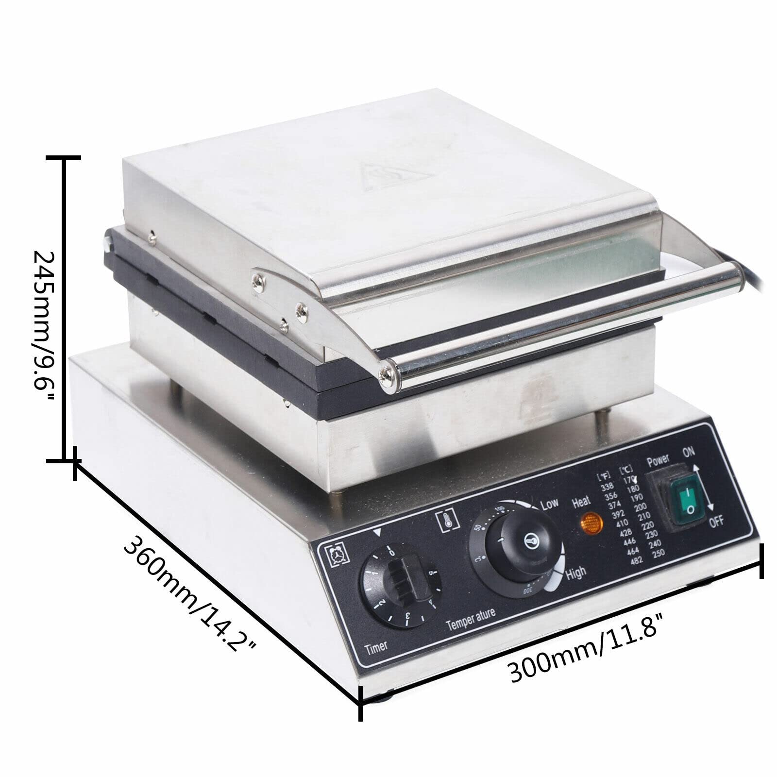 Commercial Electric Waffle Maker - 1500W Belgian Waffle Iron with 6 Grids & Double-Sided Nonstick Plates for Restaurants, Bakeries, Cafes & Home Use - Perfect for Breakfast, Brunch, Desserts & Catering Events