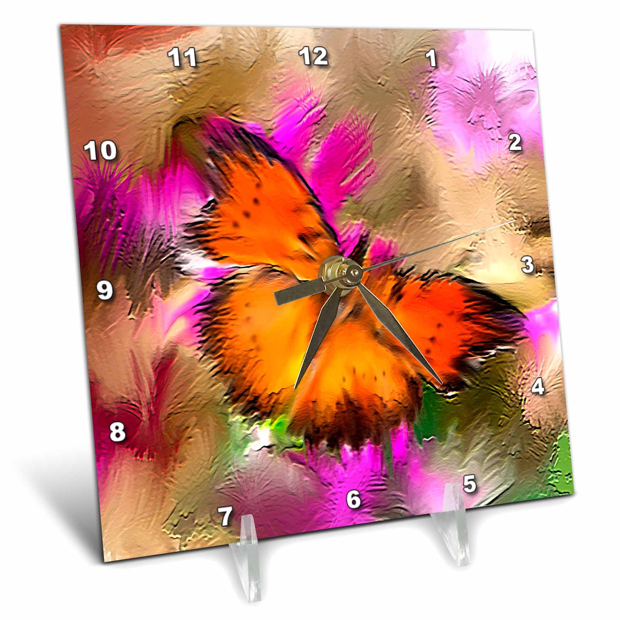 3D Rose LLC Butterfly Design Desk Clock - 6x6 Inch Stylish Home & Office Decor | Perfect for Gifts, Workspaces, and Home Décor