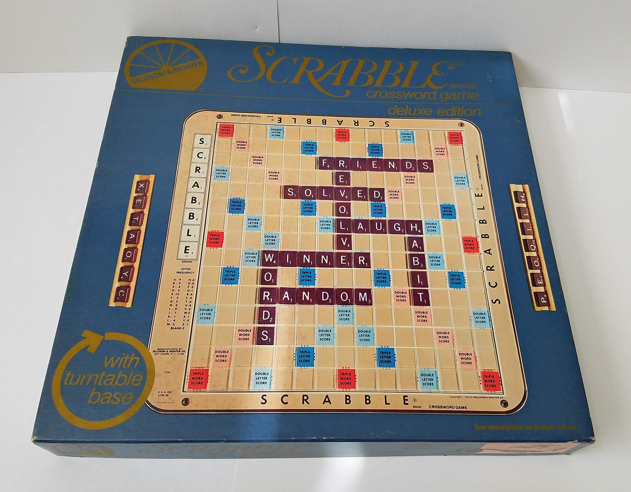 Scrabble Deluxe 1977 Edition - Rotating Plastic Turntable Game Board With Letter Grid | Classic Word Game for Family Game Night & Educational Fun