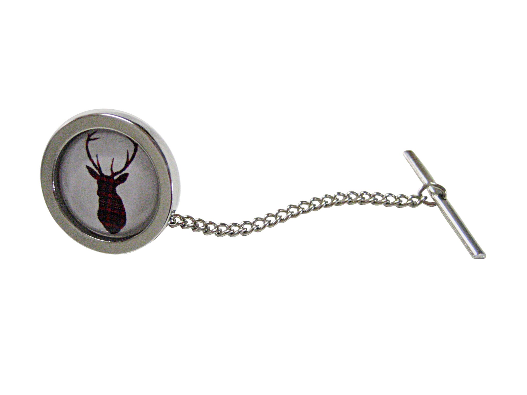 Elegant Red Deer Head Design Tie Tack Pin - Vintage Circular Lapel Pin for Men - Perfect for Weddings, Business Meetings & Formal Events
