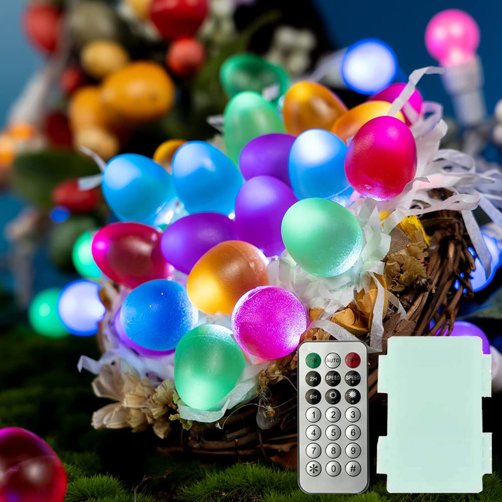 BOHON 10ft 30LED Easter Fairy Lights - Remote Battery String Lights for Outdoor Party Decor