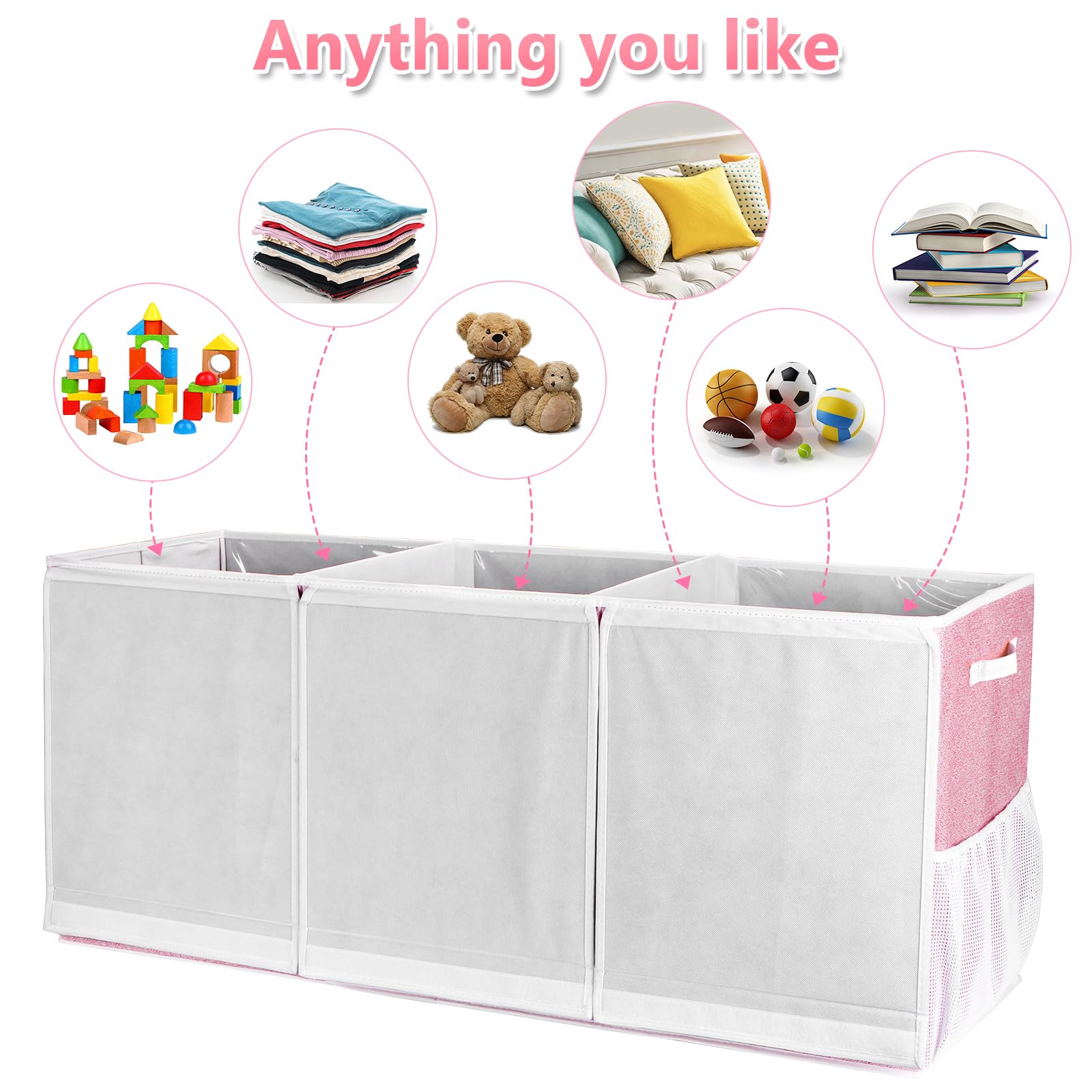 Extra Large Collapsible Toy Storage Box with Lid - Sturdy Kids Toy Organizer Chest for Boys & Girls, Nursery, Playroom, Bedroom, Closet (40x14x17 Inches) - Perfect for Organizing Stuffed Animals, Legos & Kids Toys
