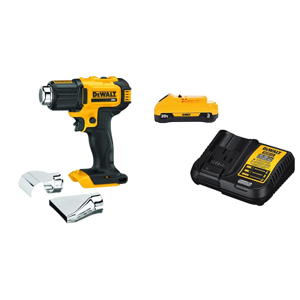 DEWALT 20V MAX Cordless Heat Gun with 3-Ah Battery & Charger (DCE530B & DCB230C) - Perfect for DIY Projects, Home Repairs, and Professional Use