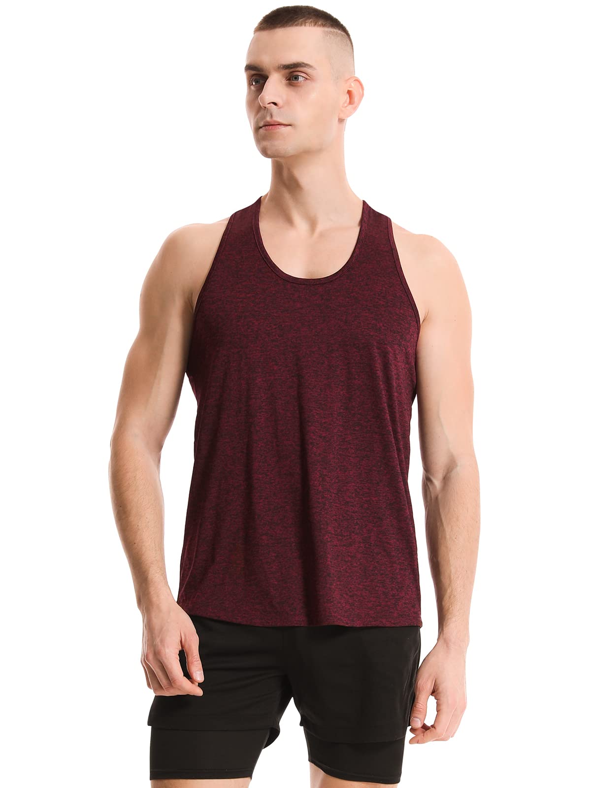 ROSYLINE Men's Workout Tank Tops - 4 Pack Moisture Wicking Dry Fit Y-Back Sleeveless Shirts for Gym, Running & Training - Breathable Muscle Tank Tops for Active Men