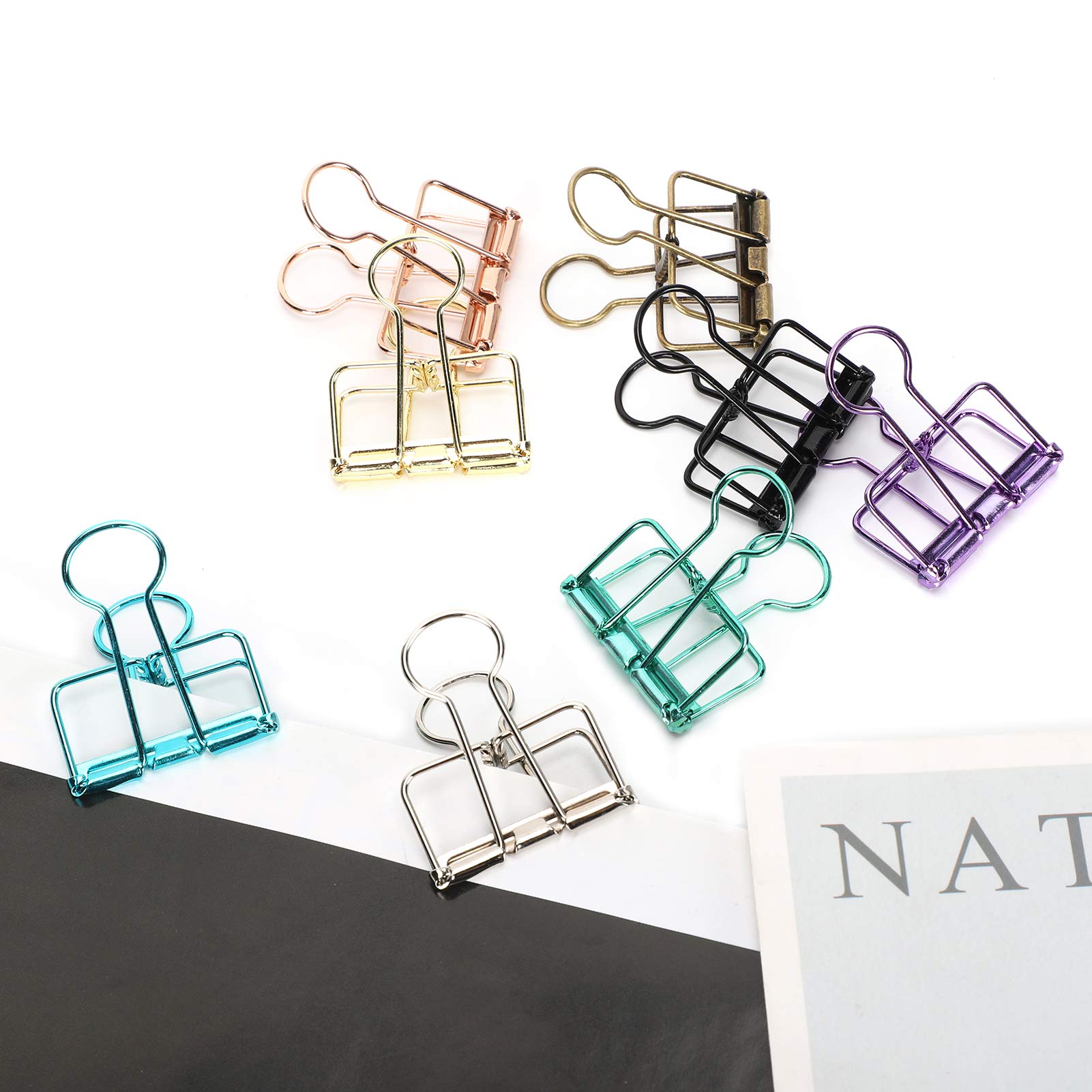 16pcs Colorful Hollowed Metal Binder Clips - Multicolor Paper Clips for Office, School & Home Organization - Strong Iron Wire Document Clamps for Files, Notes & Bulletin Boards