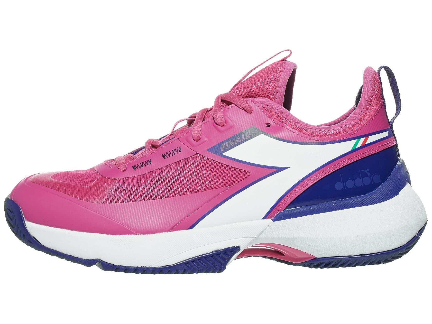 Diadora Finale W Clay Tennis Shoes for Women - Pink Yarrow/White/Bluepri - Lightweight & Durable Court Shoes for Clay Courts | Perfect for Competitive Matches & Training Sessions