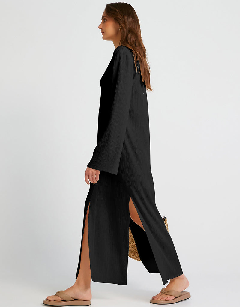 Elegant Black Designer Maxi Dress for Women - Perfect for Evening Parties, Weddings & Special Occasions