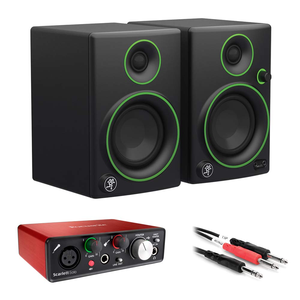 Mackie CR3 3-Inch Woofer Studio Monitor Speakers (Pair) with Focusrite Solo USB Audio Interface & 1/4