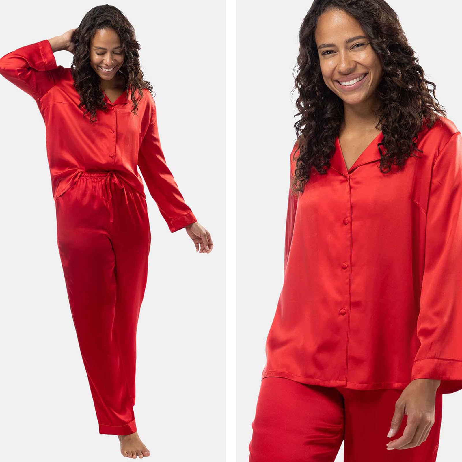 Fishers Finery 100% Mulberry Silk Pajama Set for Women - Long Sleeve & Pants Sleepwear with Gift Box - Perfect for Luxury Sleep, Spa Nights & Bridal Shower Gifts