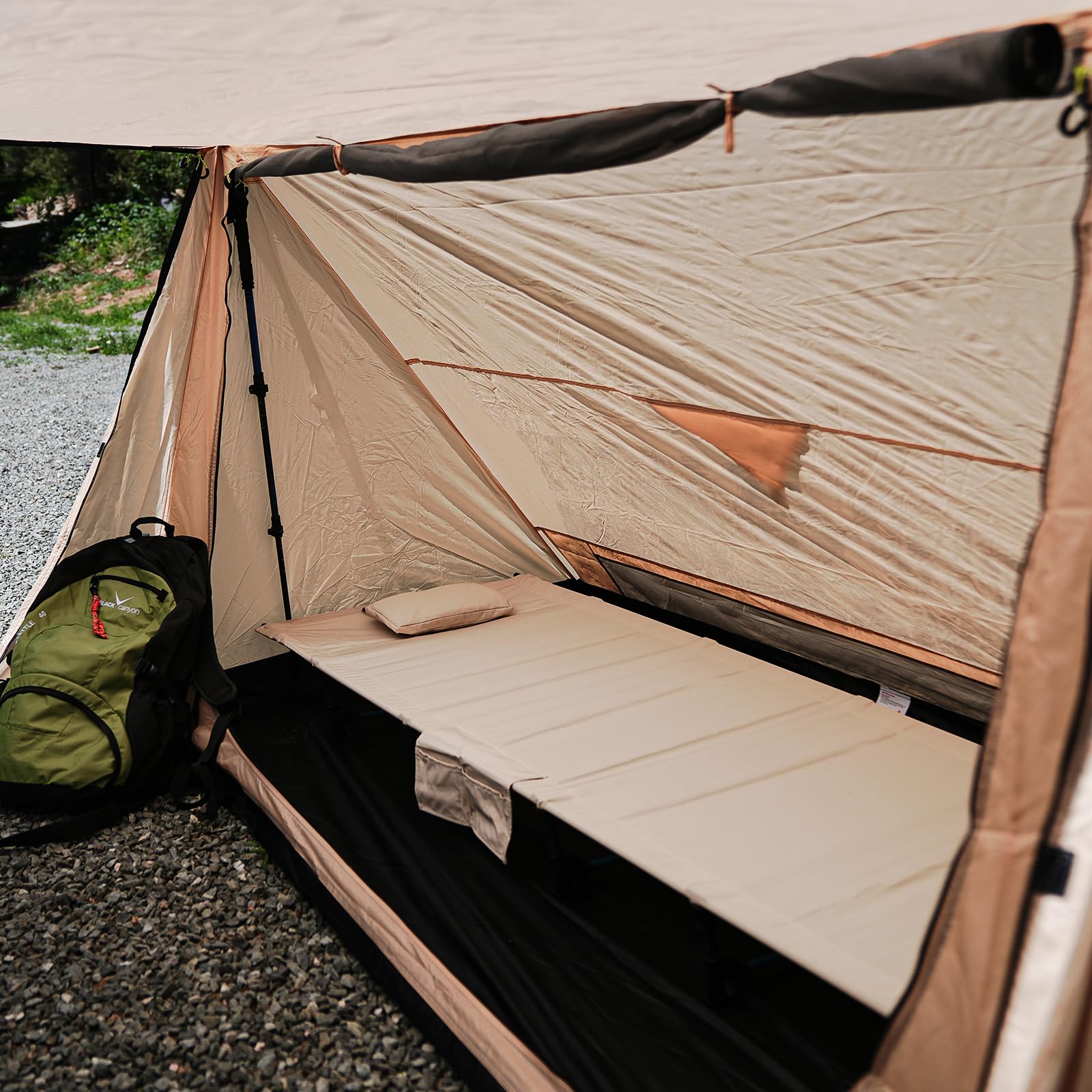 Ultralight Folding Camping Cot for Adults - Extra Long Portable Backpacking Bed for Hiking, Travel & Home Use - Durable Beige Outdoor Cot for Camping, Mountaineering and Emergency Preparedness