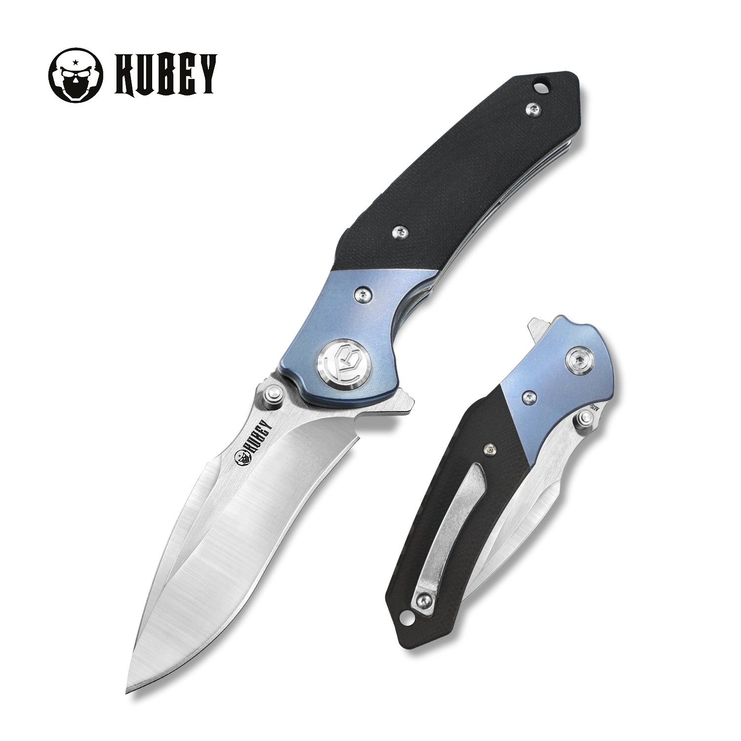 Premium Spear Point Liner Lock Folding Knife with Thumb Stud & Flipper - Titanium/G10 Handle, 2.9