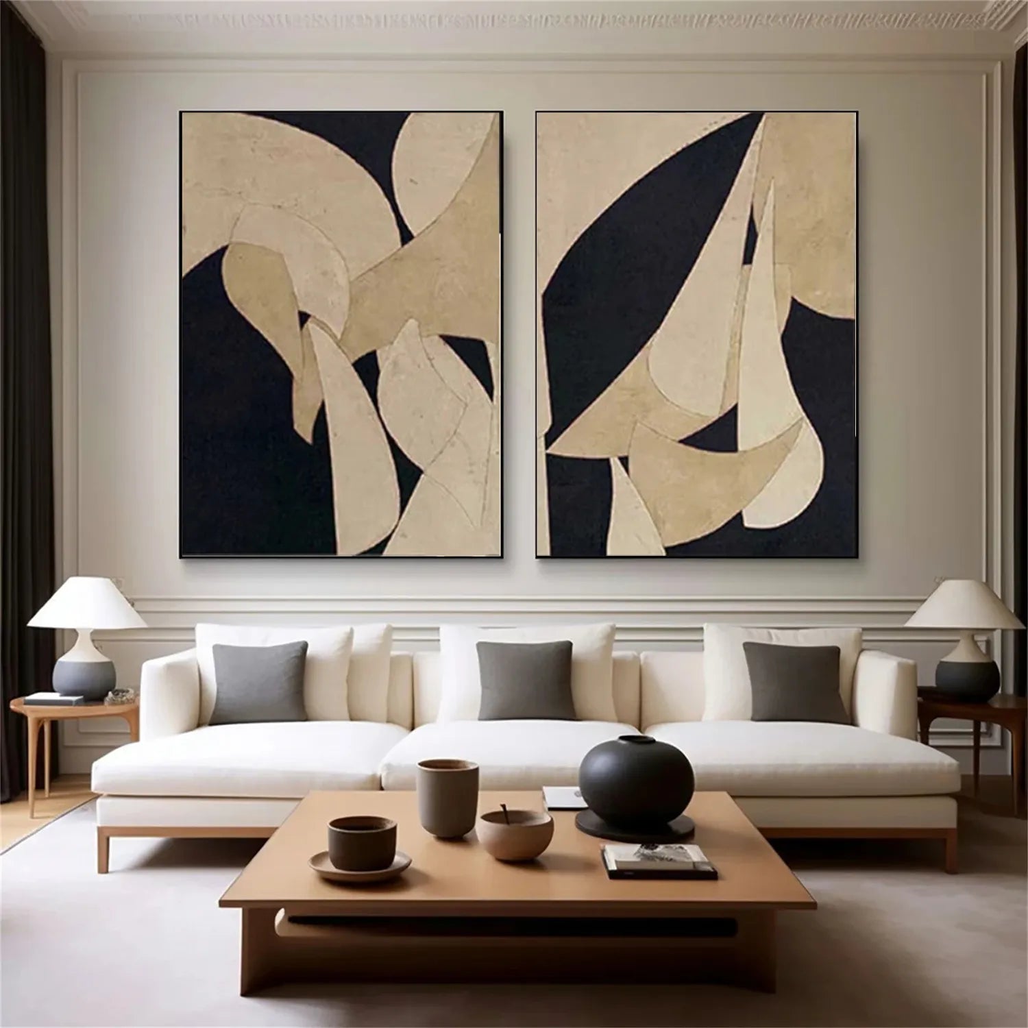 Abstract Tranquility Set of 2 Wall Art Paintings - Modern Minimalist Canvas Prints for Living Room, Bedroom & Office Decor #WS152