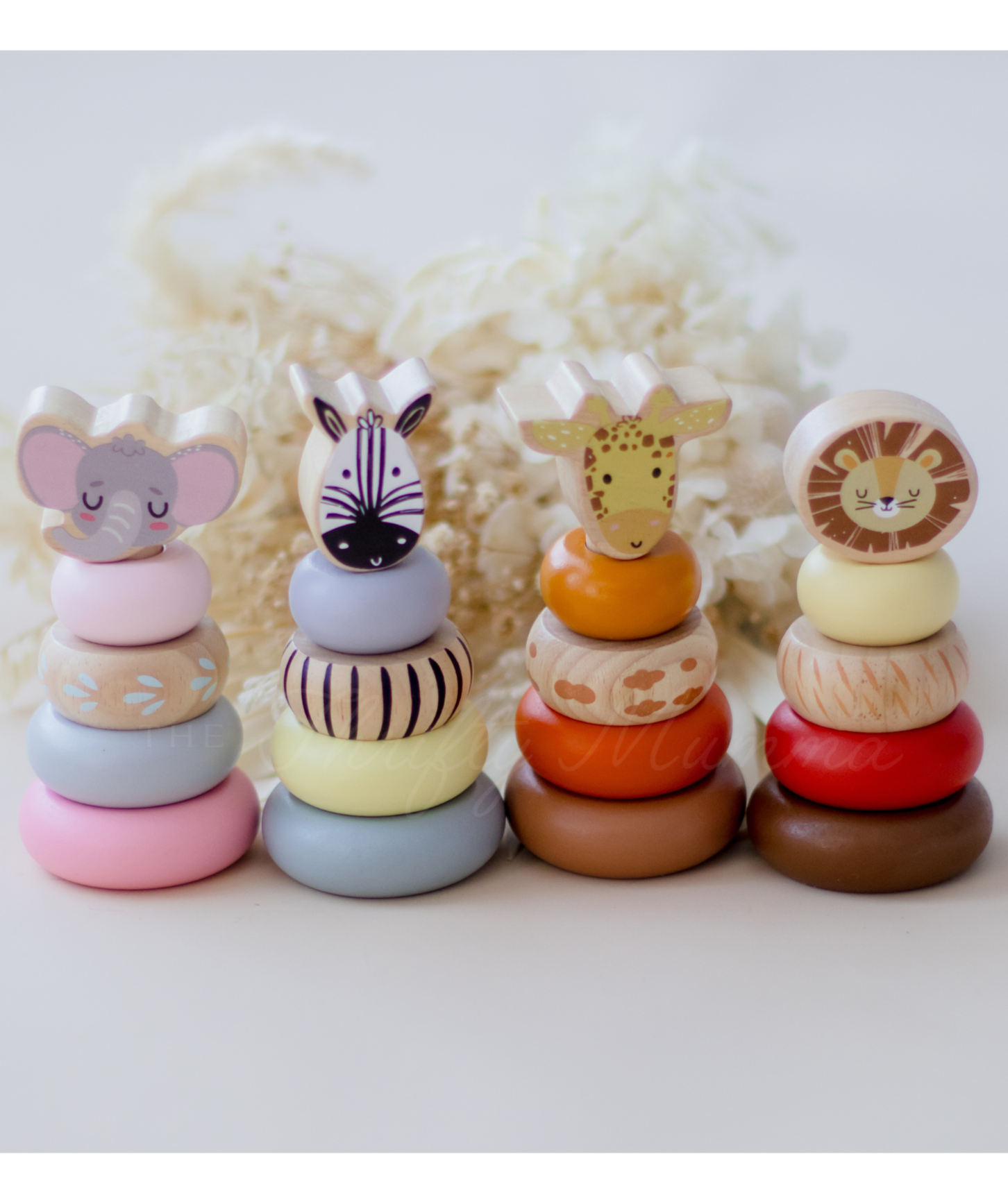 Wooden Jungle Animal Ring Stacker Toy - Montessori Educational Stacking Game for Toddlers 1-3 Years - Perfect for Early Learning & Fine Motor Skills Development - Playroom, Daycare, or Home Use