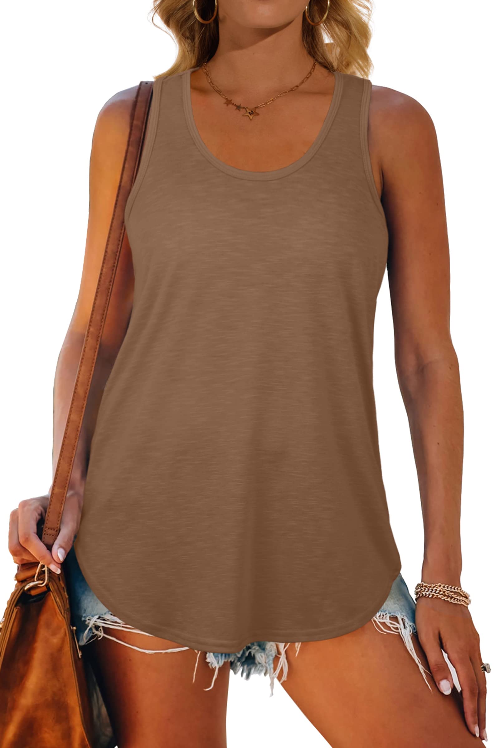 Women's Racerback Tank Tops - Loose Fit Summer Shirts for Casual Wear, Gym, Yoga & Beach Outfits