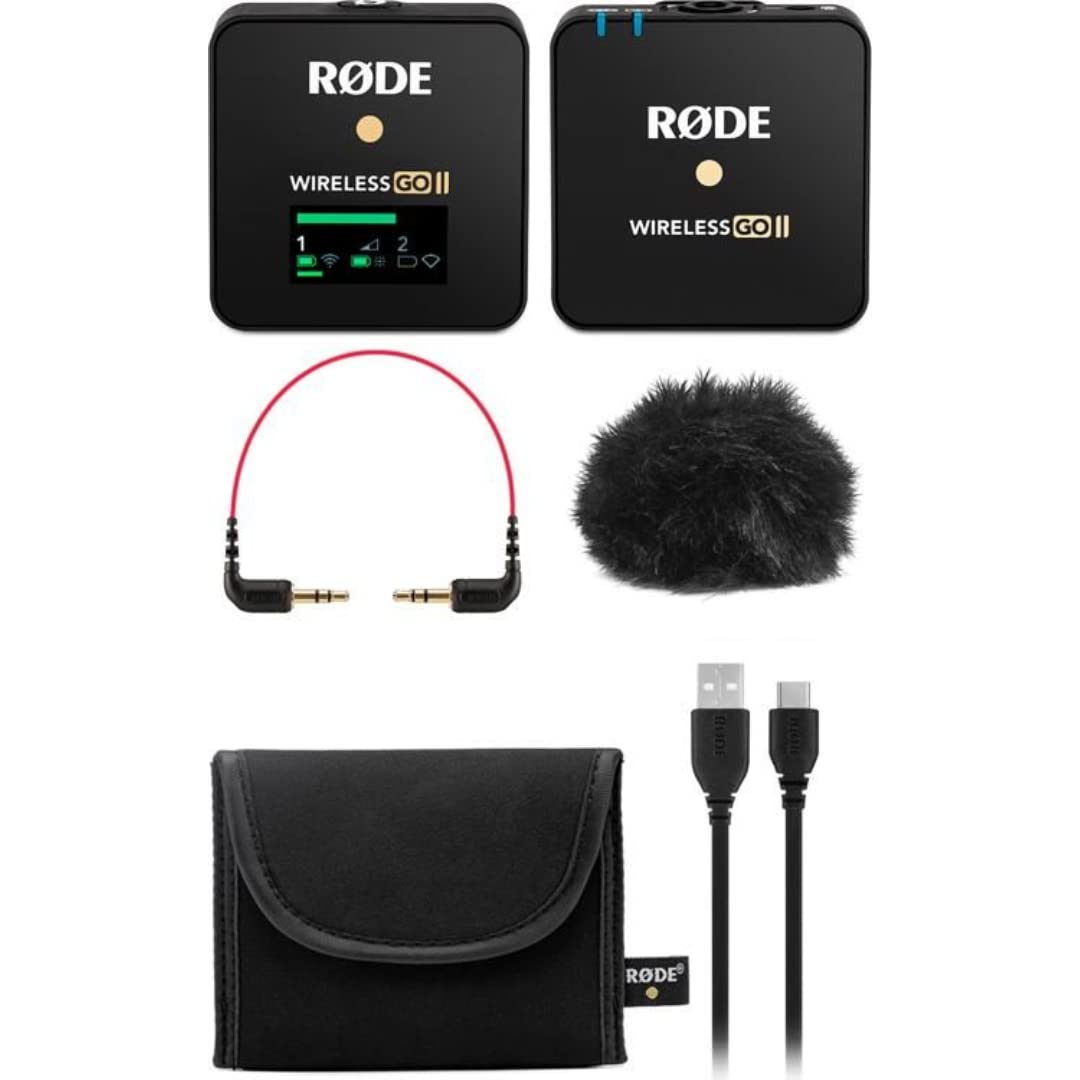 Rode Wireless GO II Compact Digital Wireless Microphone System with Lavalier GO Lapel Mic - Professional Audio for YouTube, Vlogging, Interviews & Live Streaming